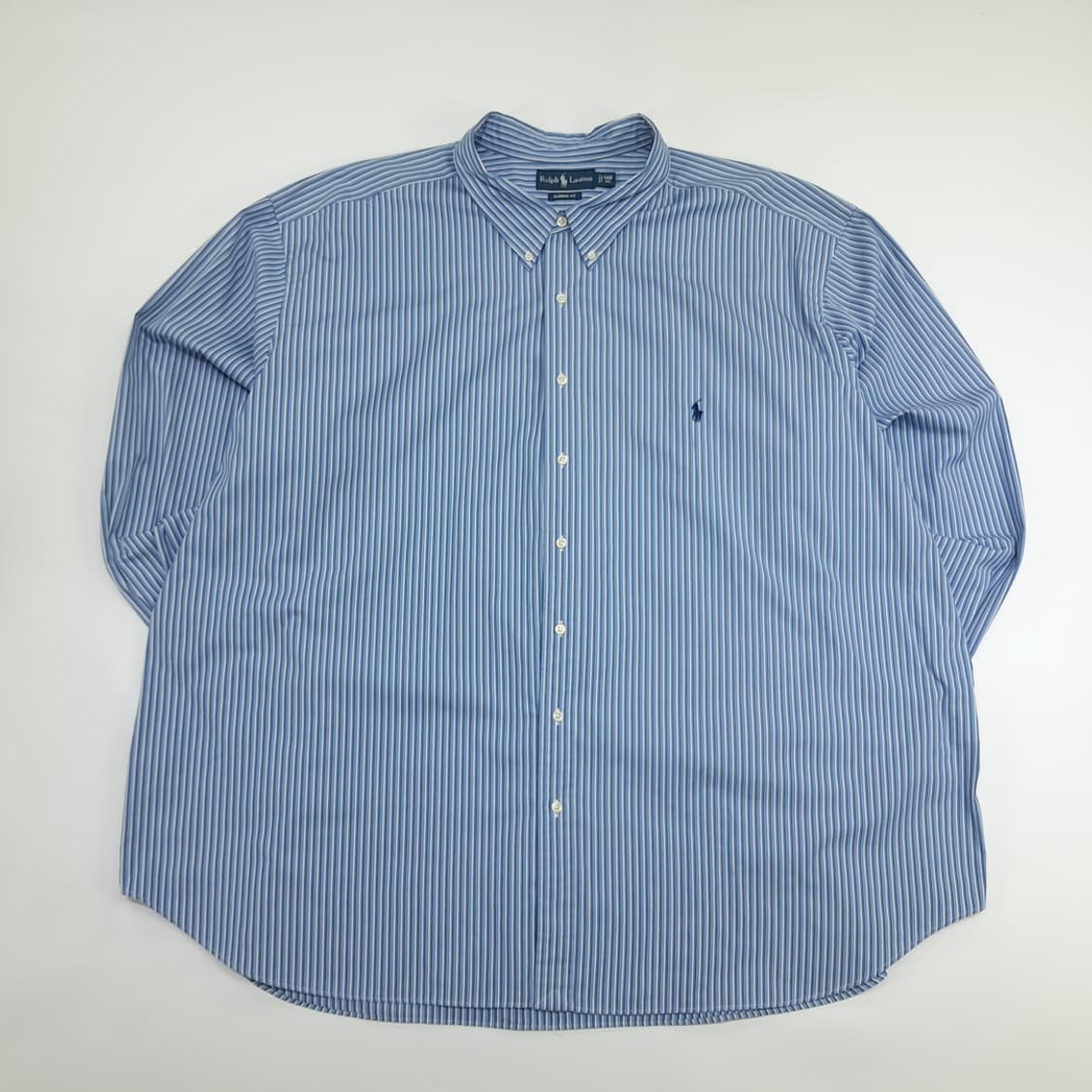 Co943 5XL Big 폴로 랄프로렌 블루 스트라이프 긴팔 셔츠 남방 상품이미지1