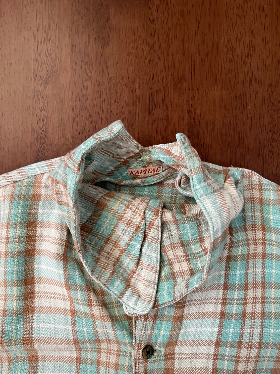 캐피탈 체크 하이넥 셔츠 블라우스 상품이미지5