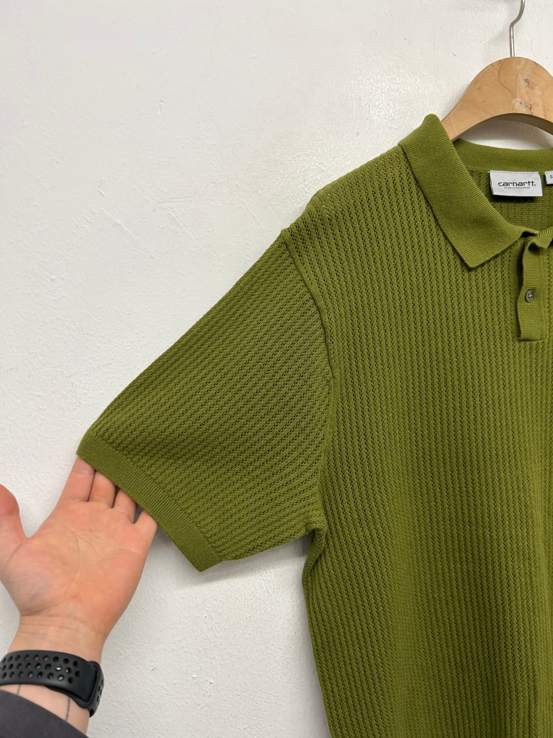 칼하트 WIP 올리브색 니트 반팔 폴로티 상품이미지3