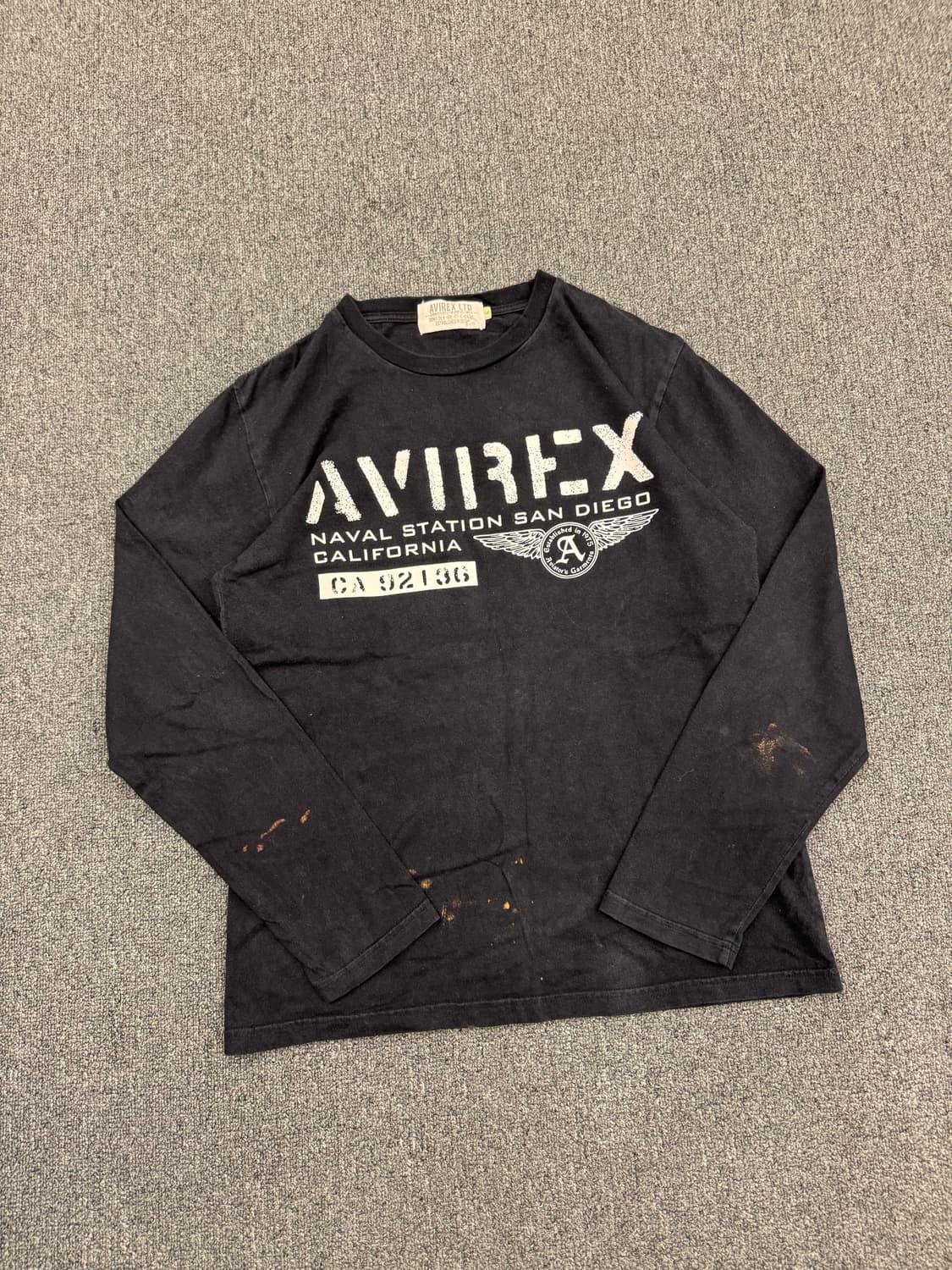 L)AVIREX 빈티지 프린팅 블랙 롱슬리브(변색) 상품이미지1