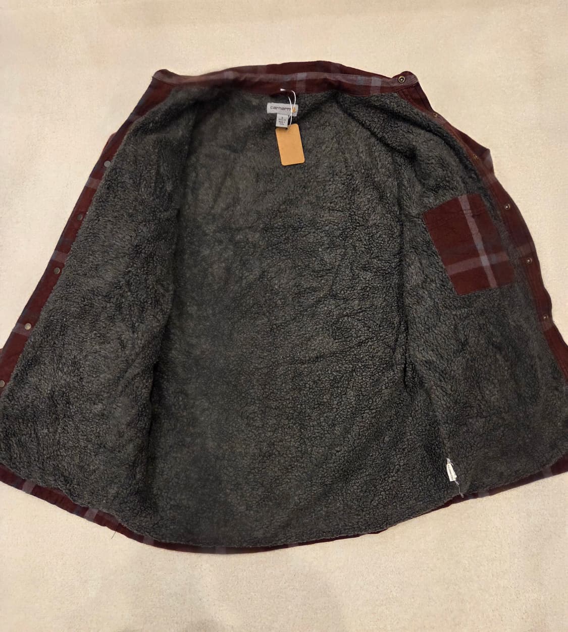 칼하트 셰르파 라인드 플란넬 셔츠 자켓 -마호가니 체크 상품이미지3