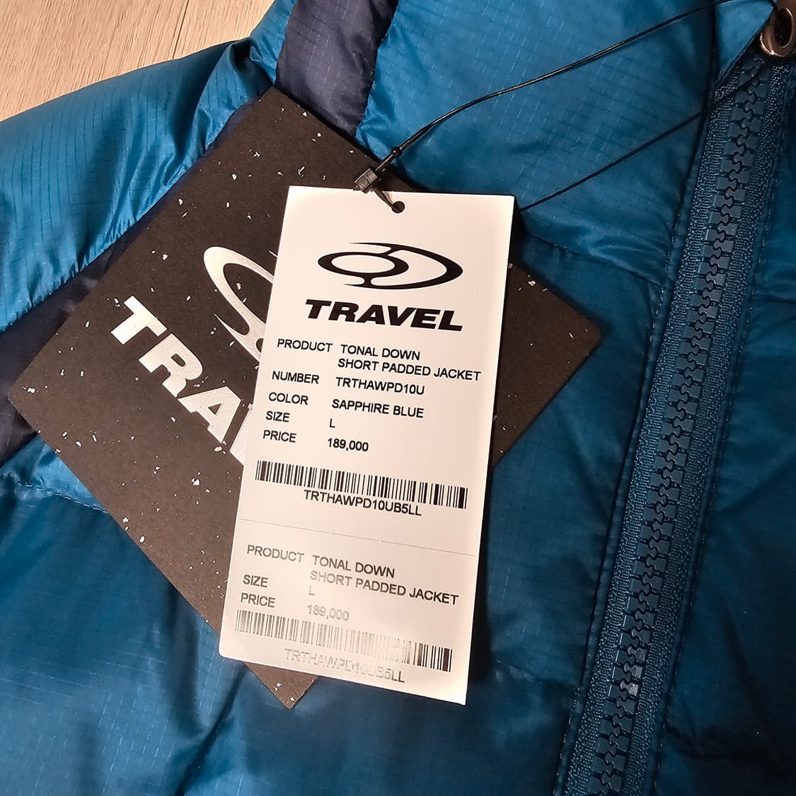 L 새제품) 트래블 덕 다운 80:20 패딩 사파이어 블루 체감 105 상품이미지3