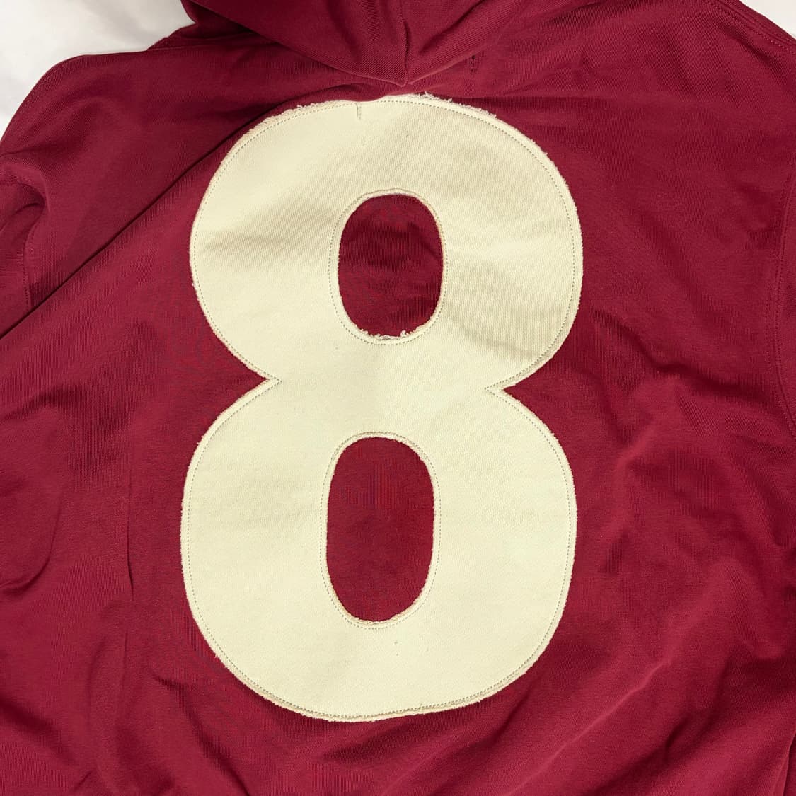 아플리케 8 빅로고 오버사이즈 숏 후드 버건디 상품이미지6