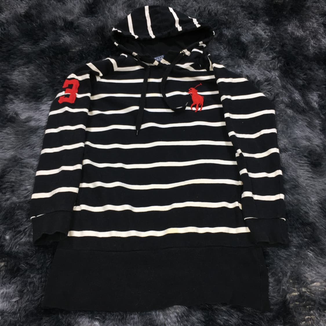 투티/0313 폴로 후드 긴팔 티셔츠 스트라이프 원피스 스포티 상품이미지3