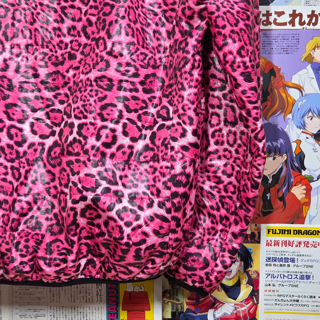 JPN 갸루 핑크 호피 후드 누빔 바람막이 상품이미지6