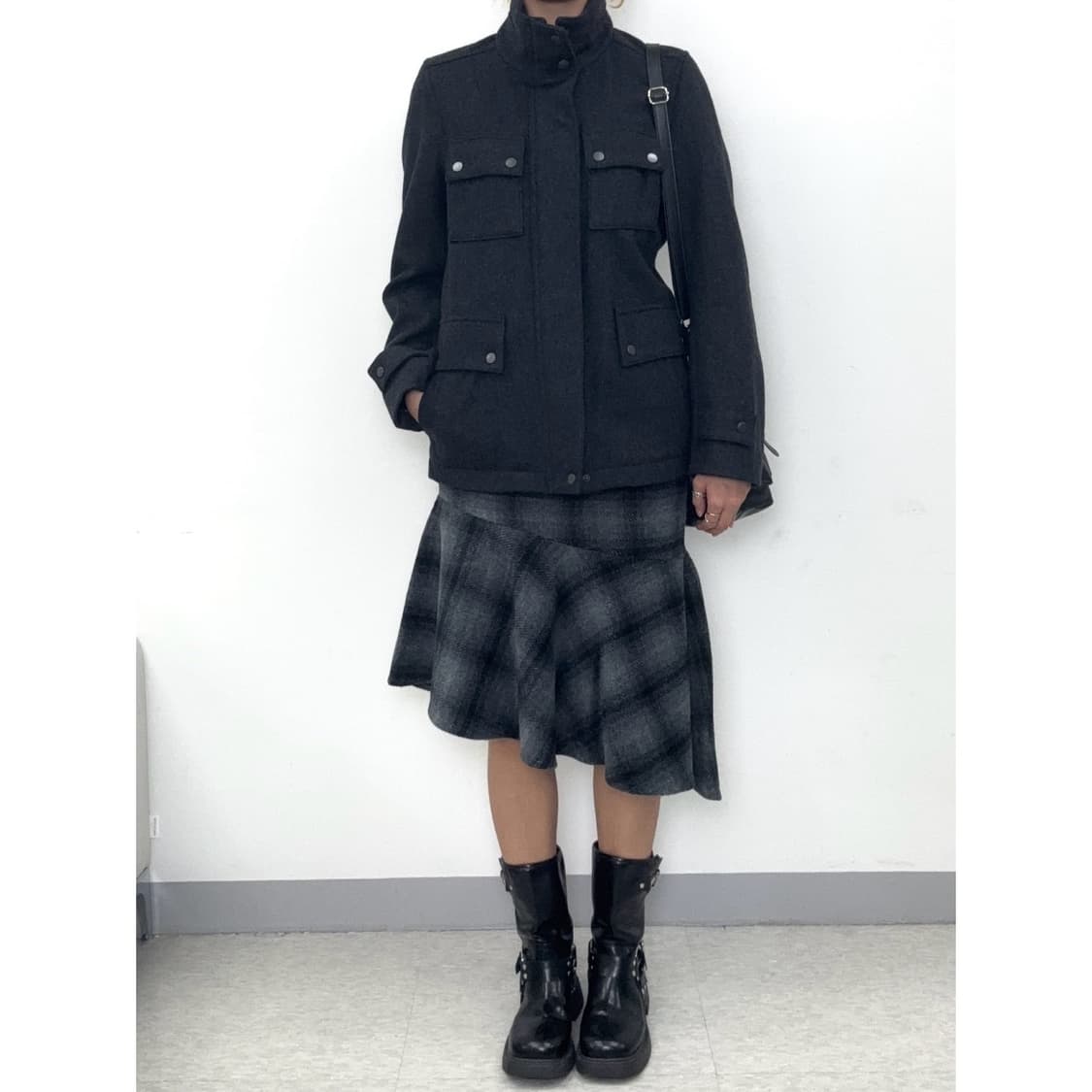 빈티지 차콜 투웨이 하이넥 자켓 y2k 상품이미지2