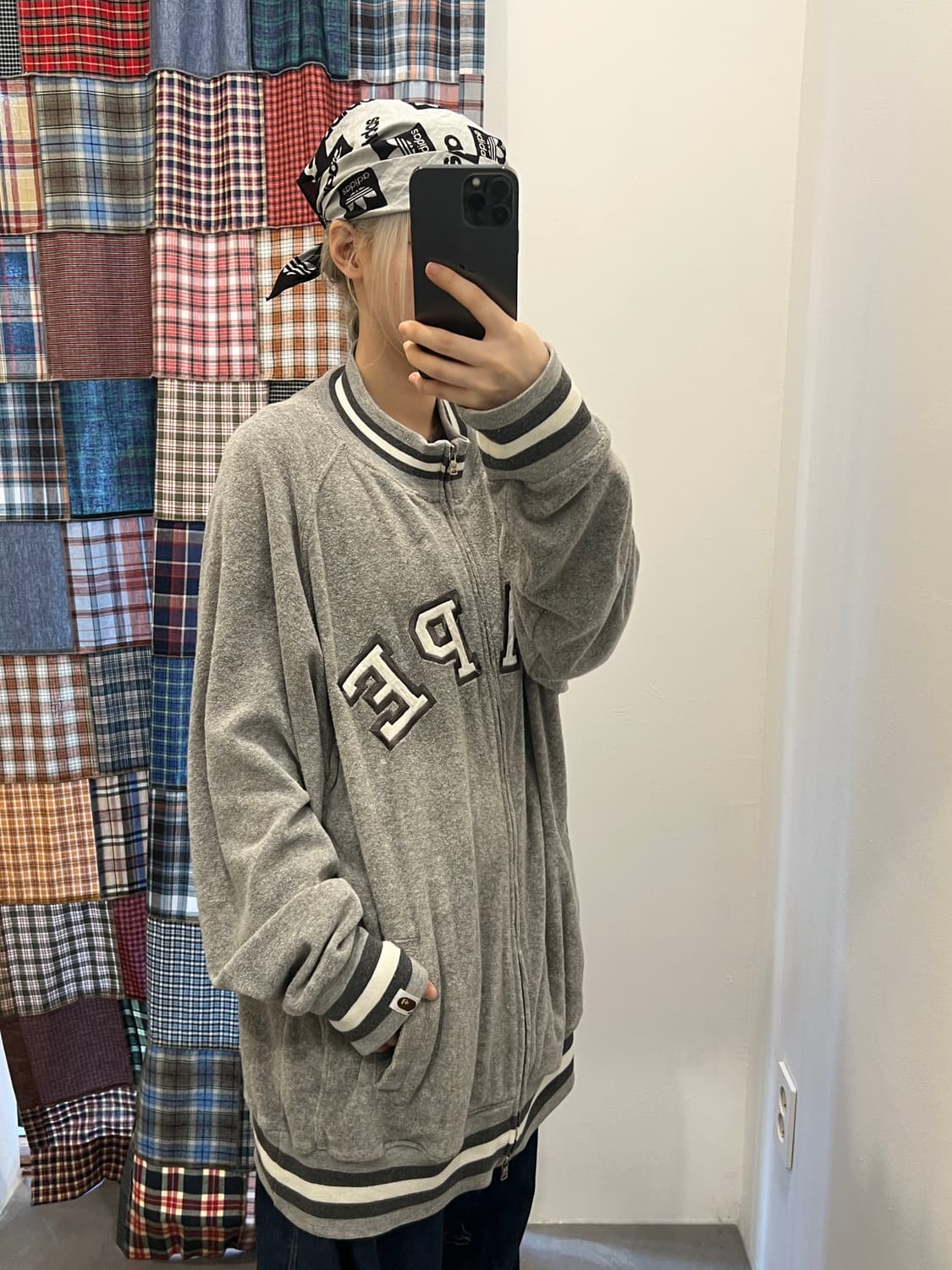 베이프 그레이 베이스볼 테리 집업 상품이미지3