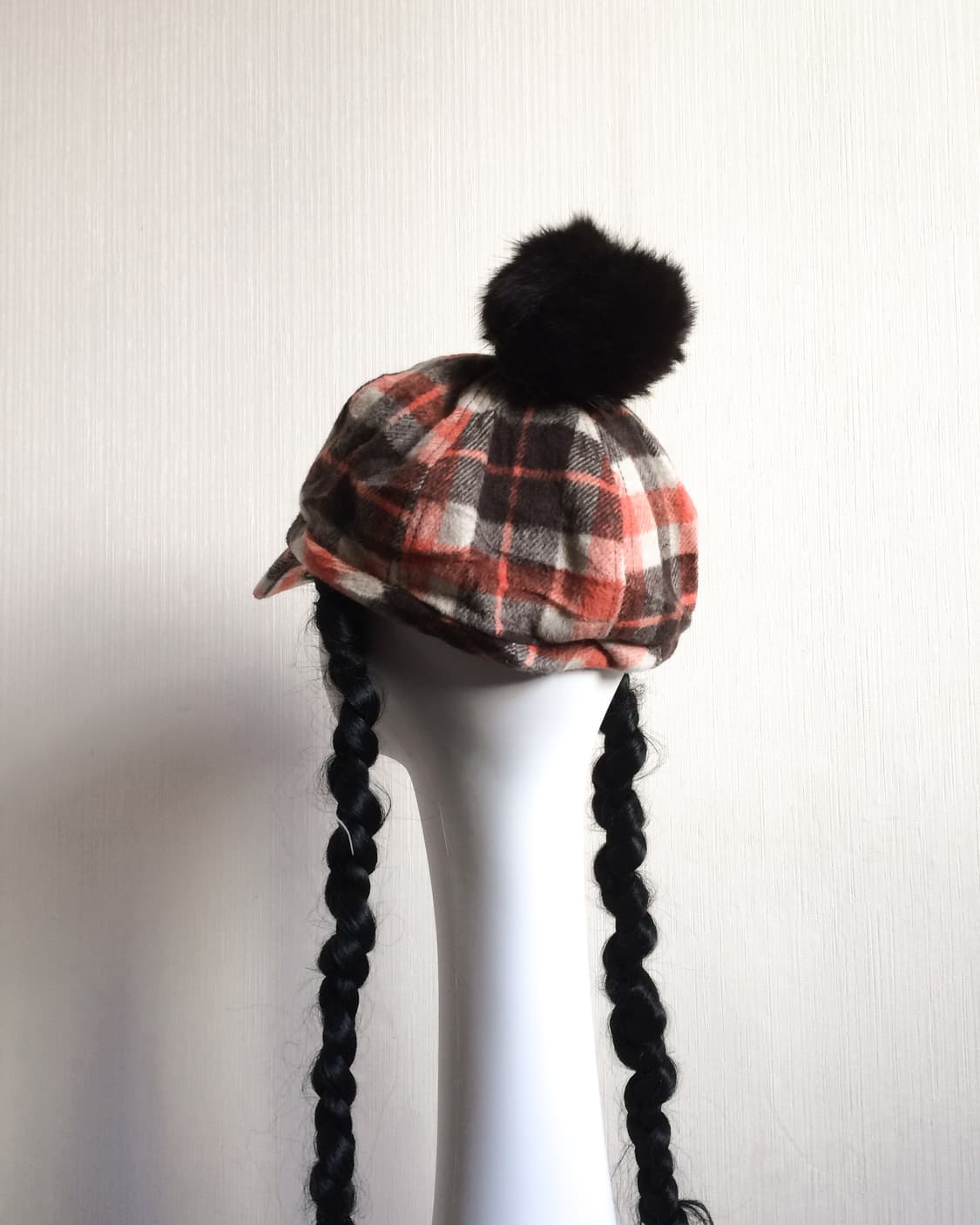  Woolen check pattern pom point hat 상품이미지5