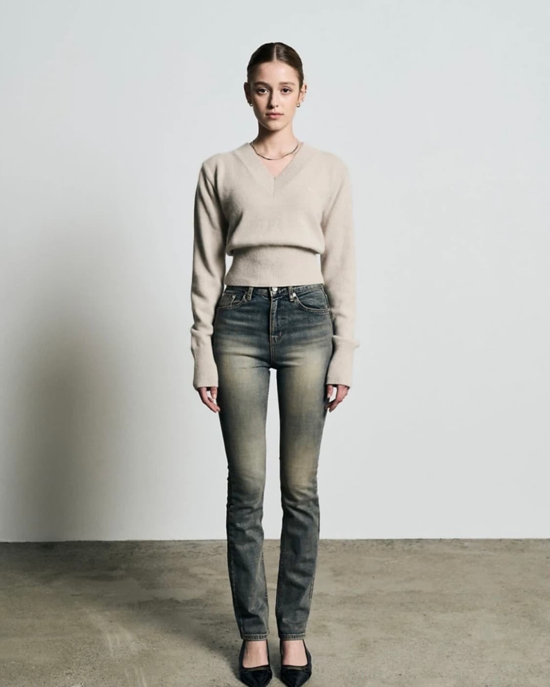 보헤미안서울 하이웨스트 스트레이트진 블루 S 상품이미지1