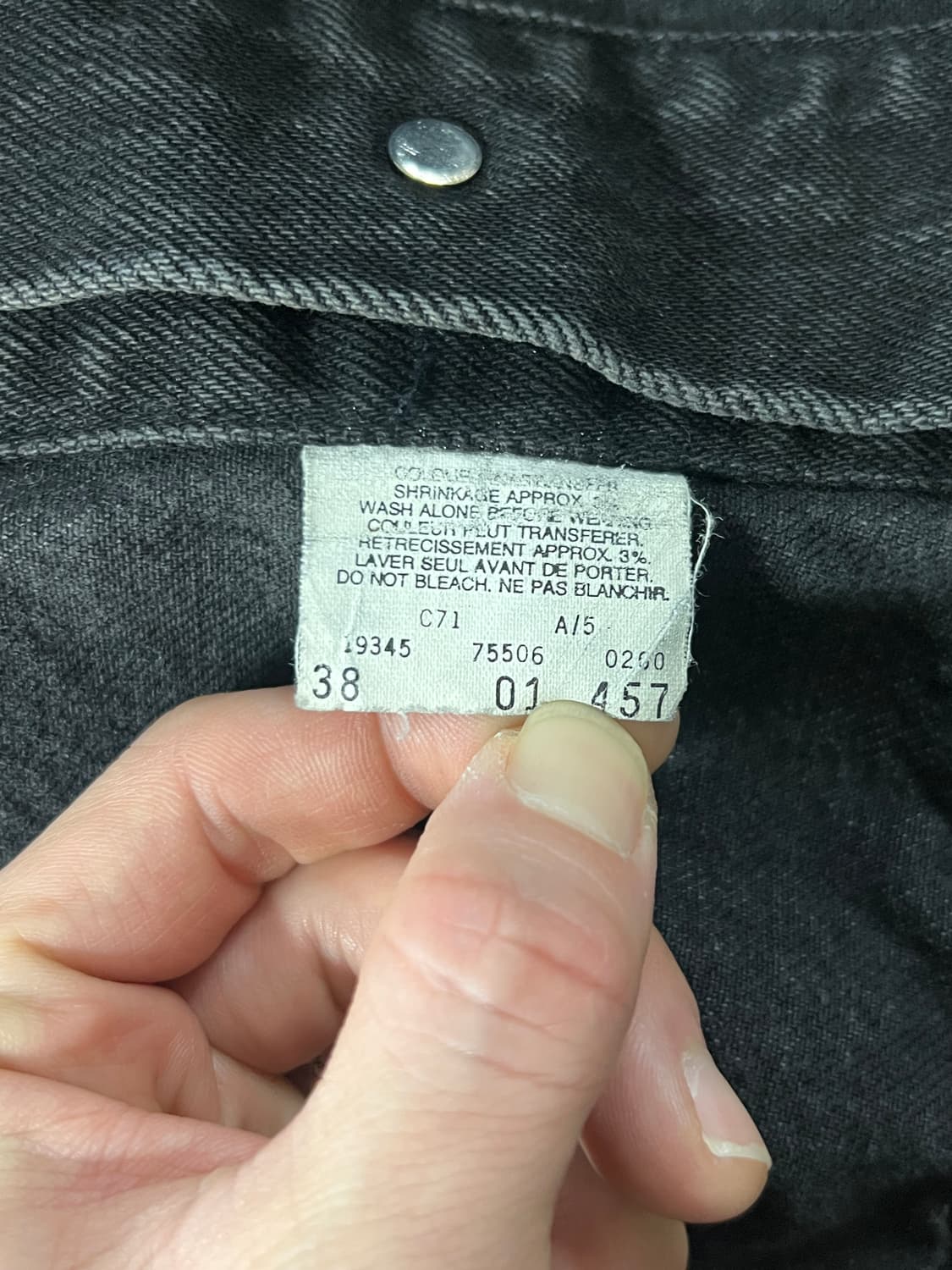 90s Levis 리바이스 3세대 75506 흑청 데님 트러커 상품이미지6