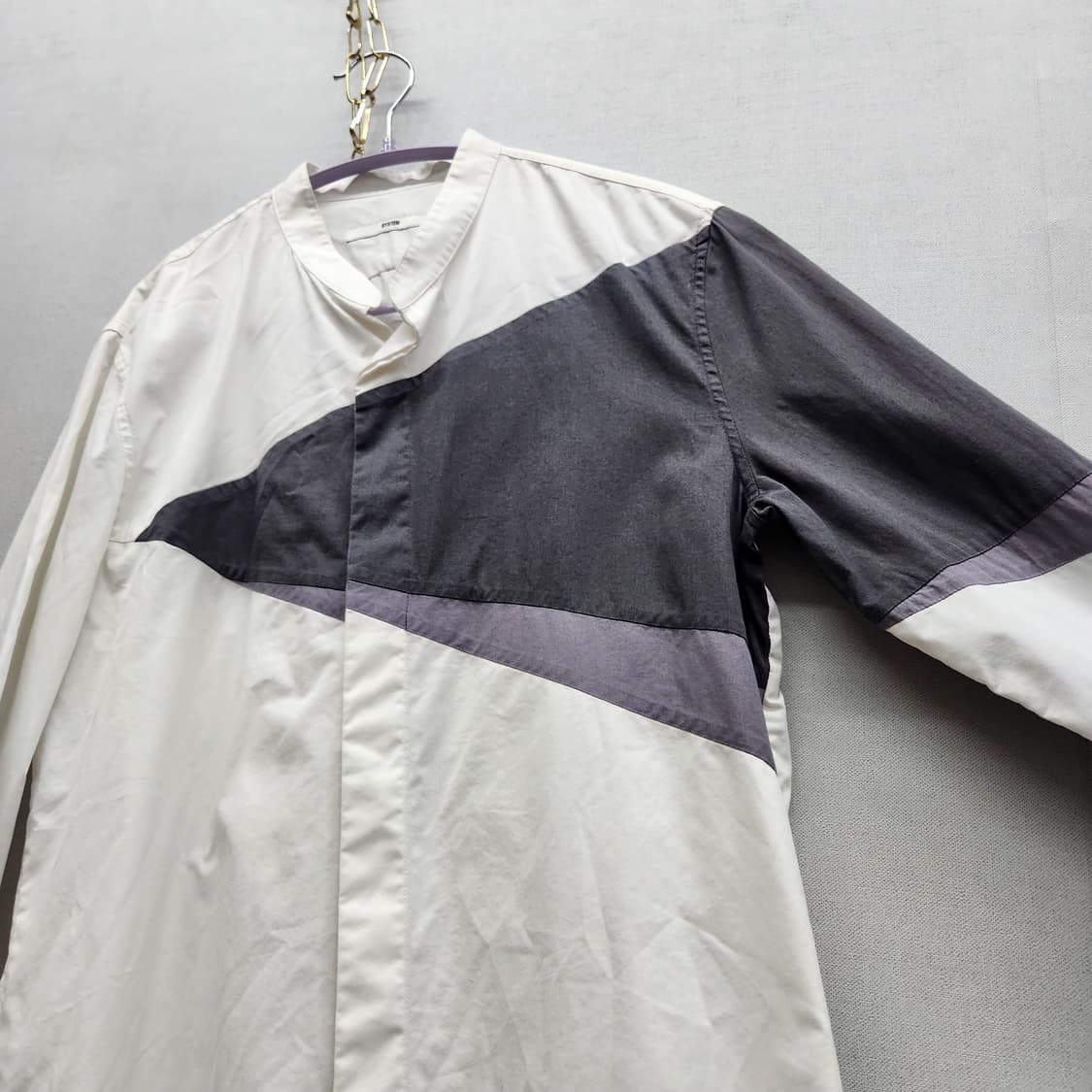시스템옴므 비대칭 컬러블럭 헨리넥 셔츠 95(M) 상품이미지2