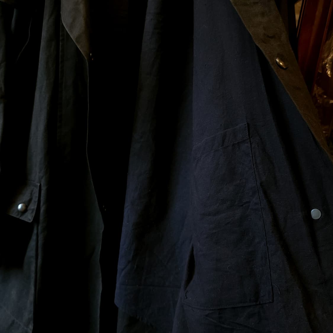 90s 잉글랜드 컨트리 왁스자켓 스톡맨 케이프 왁스코트 레인코트 블랙 L 상품이미지6