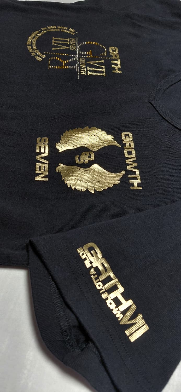 [S/90] GROWTH SEVEN 큐빅 골드 그래픽 빅로고 브이넥 티 상품이미지4