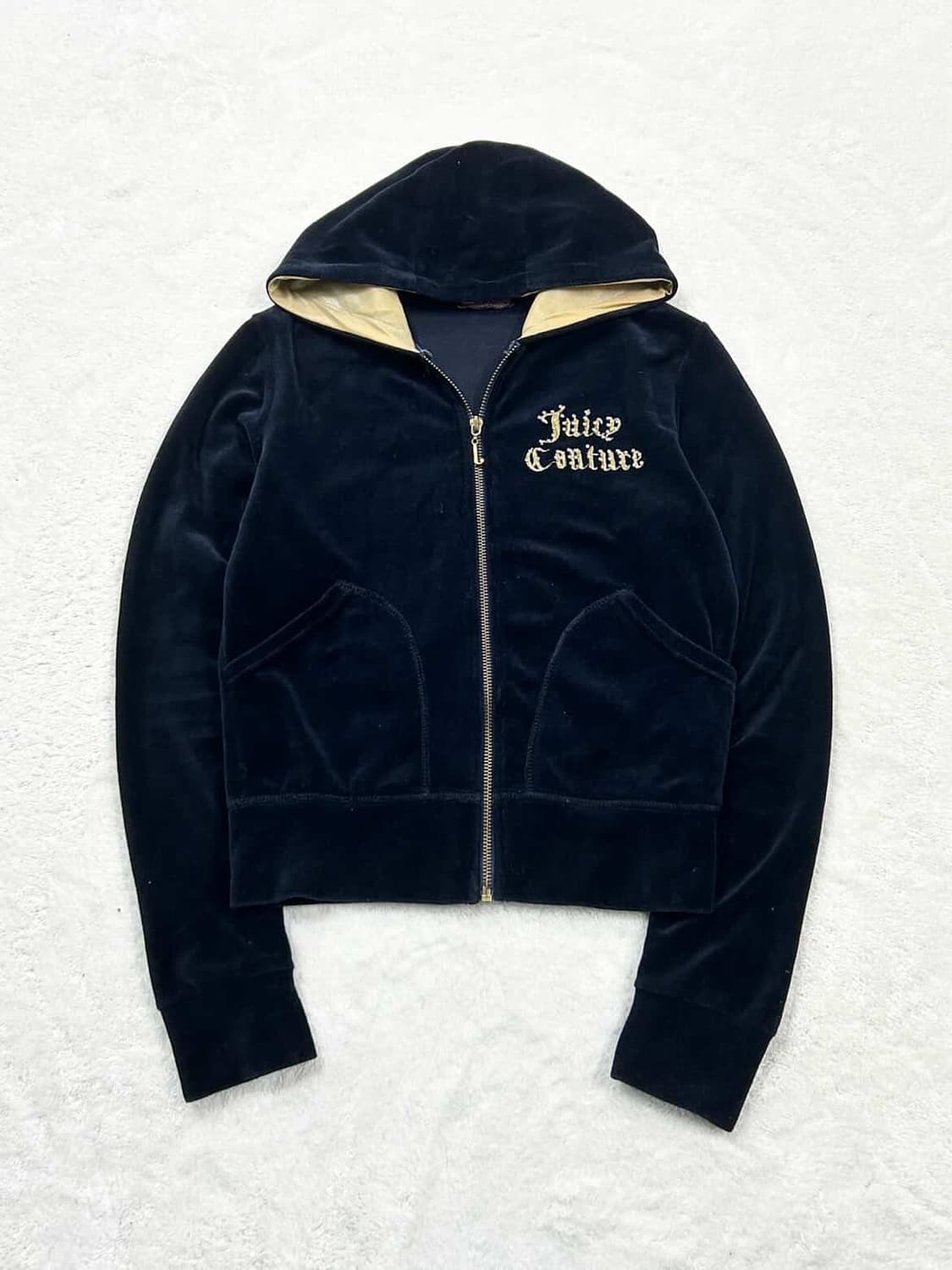 쥬시꾸뛰르 빅로고 네이비 벨벳 후드집업 상품이미지6