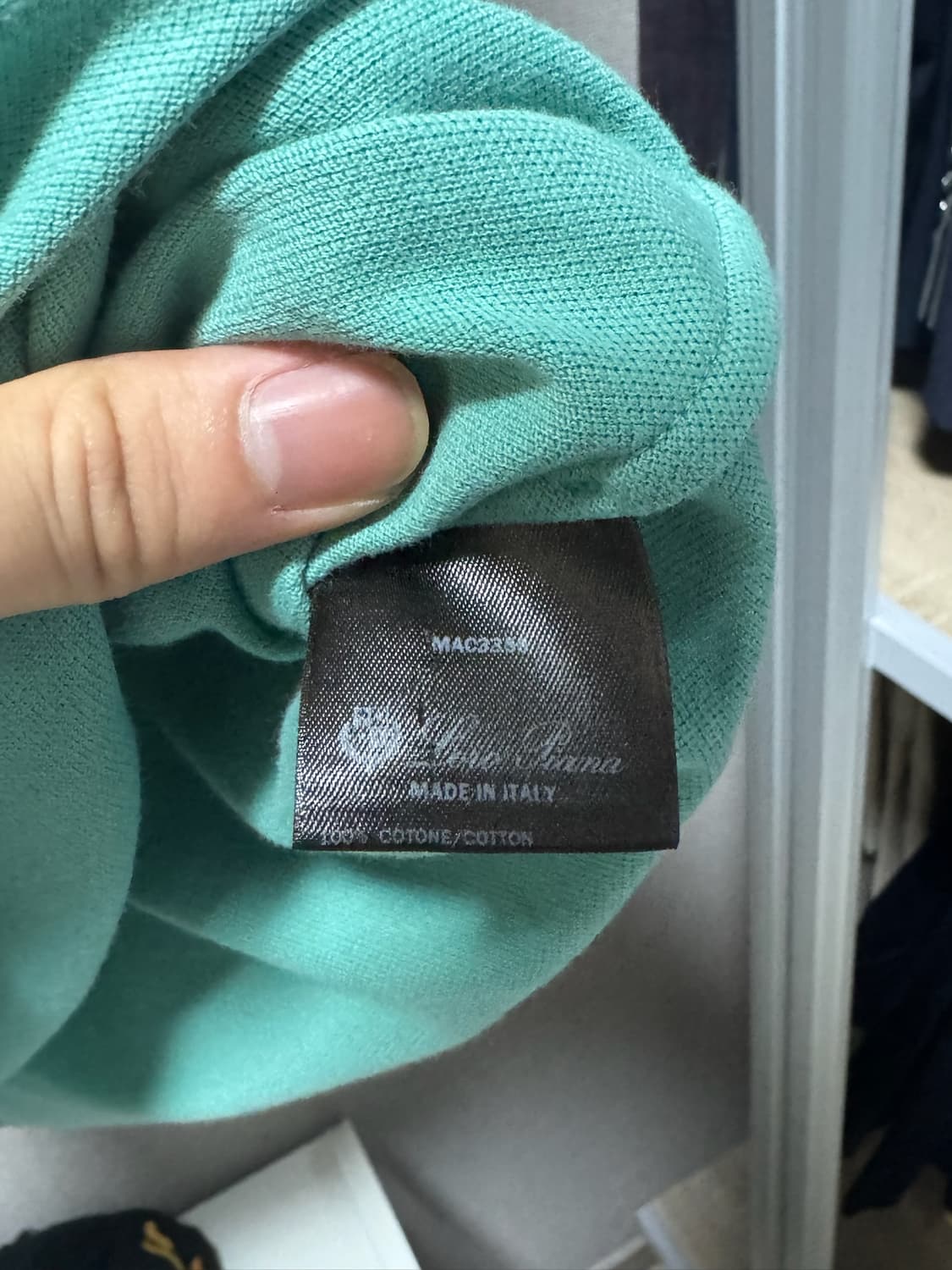 로로피아나 코튼 반팔 카라티셔츠 민트 L 상품이미지6