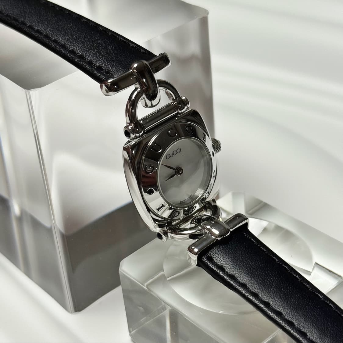 80's90's 빈티지 구찌 홀스빗 실버 화이트 워치 상품이미지2