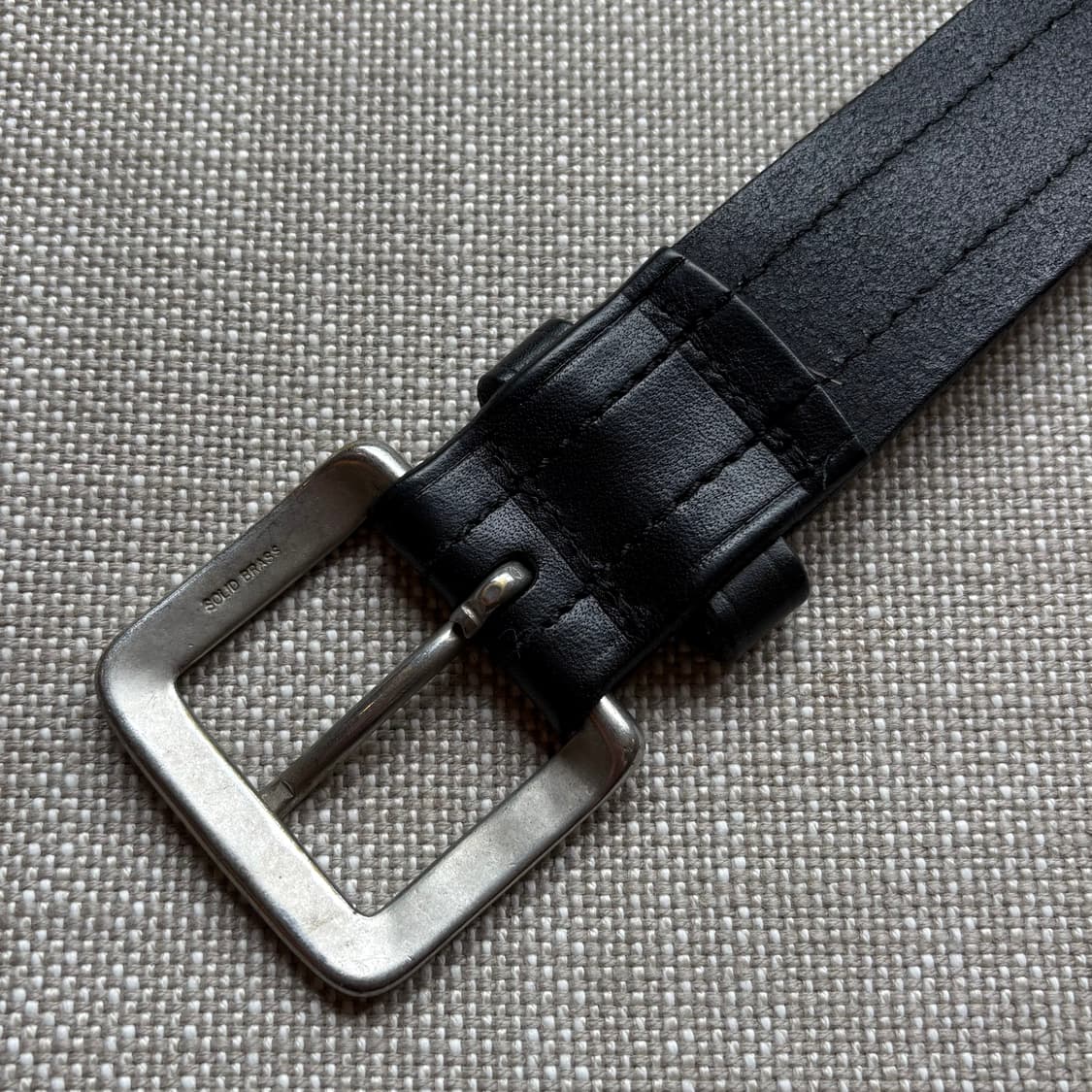 [32] 90s USA Eddie Bauer 블랙 레더 솔브 버클 벨트 상품이미지8