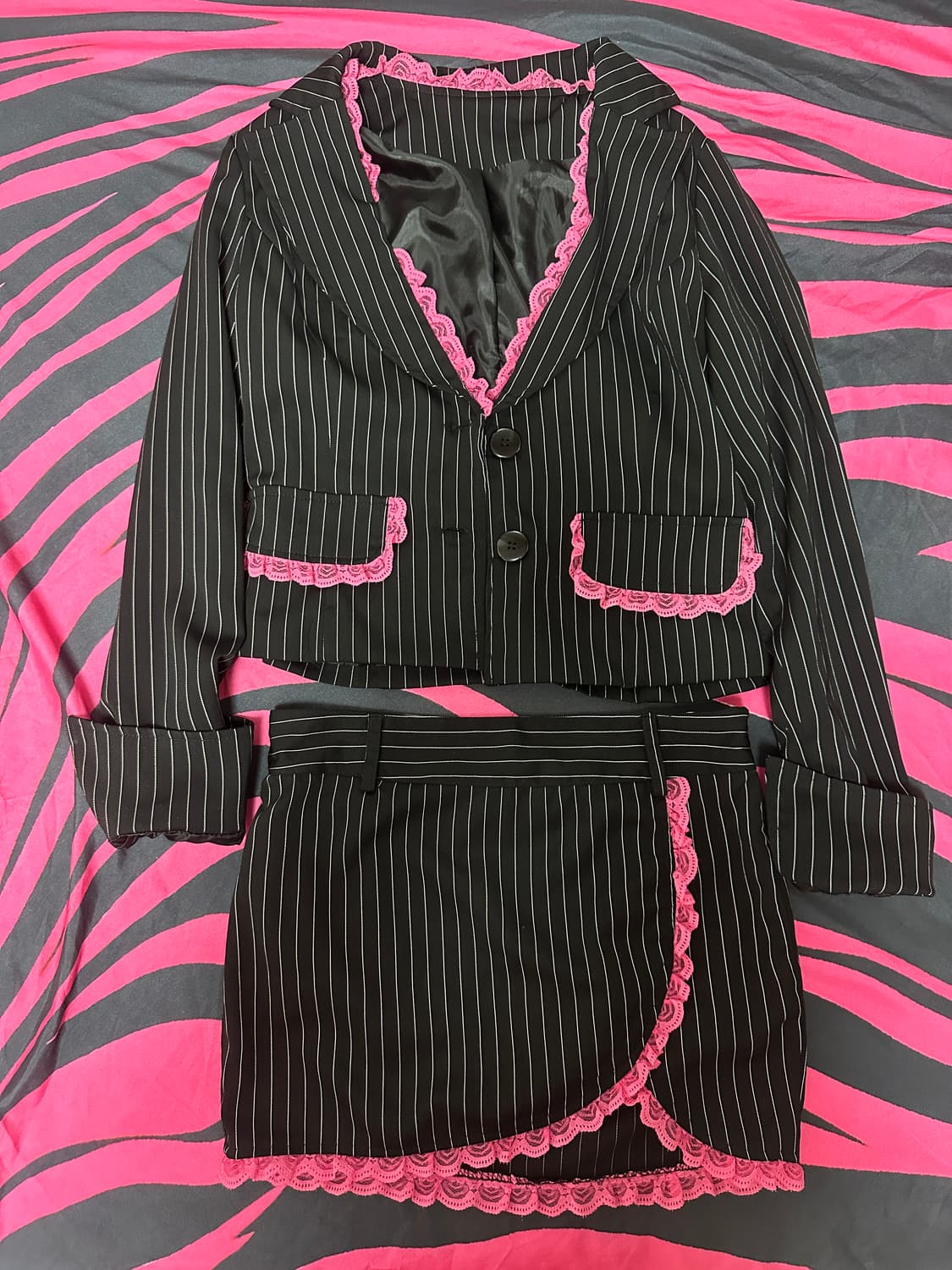 일본 빈티지 스트라이프 오네갸루 레이스 정장 마즈깔 상품이미지1