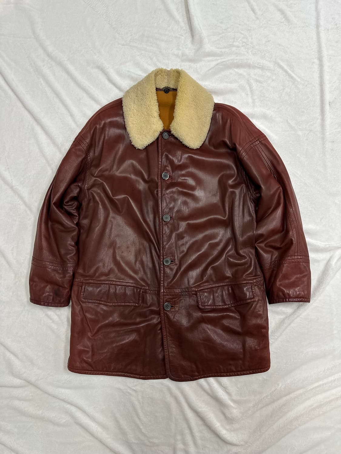 (50)발렌티노 양털 시어링 리얼 레더 코트 상품이미지1