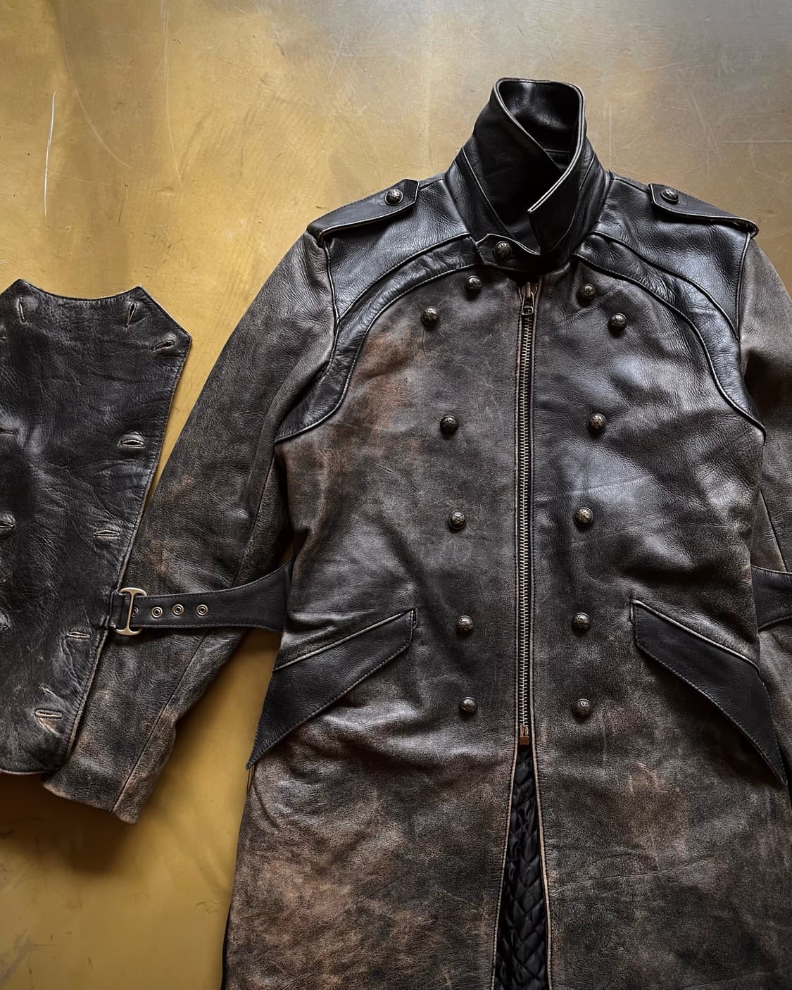 Gothic Cowhide Leather Napoleon Coat 상품이미지5