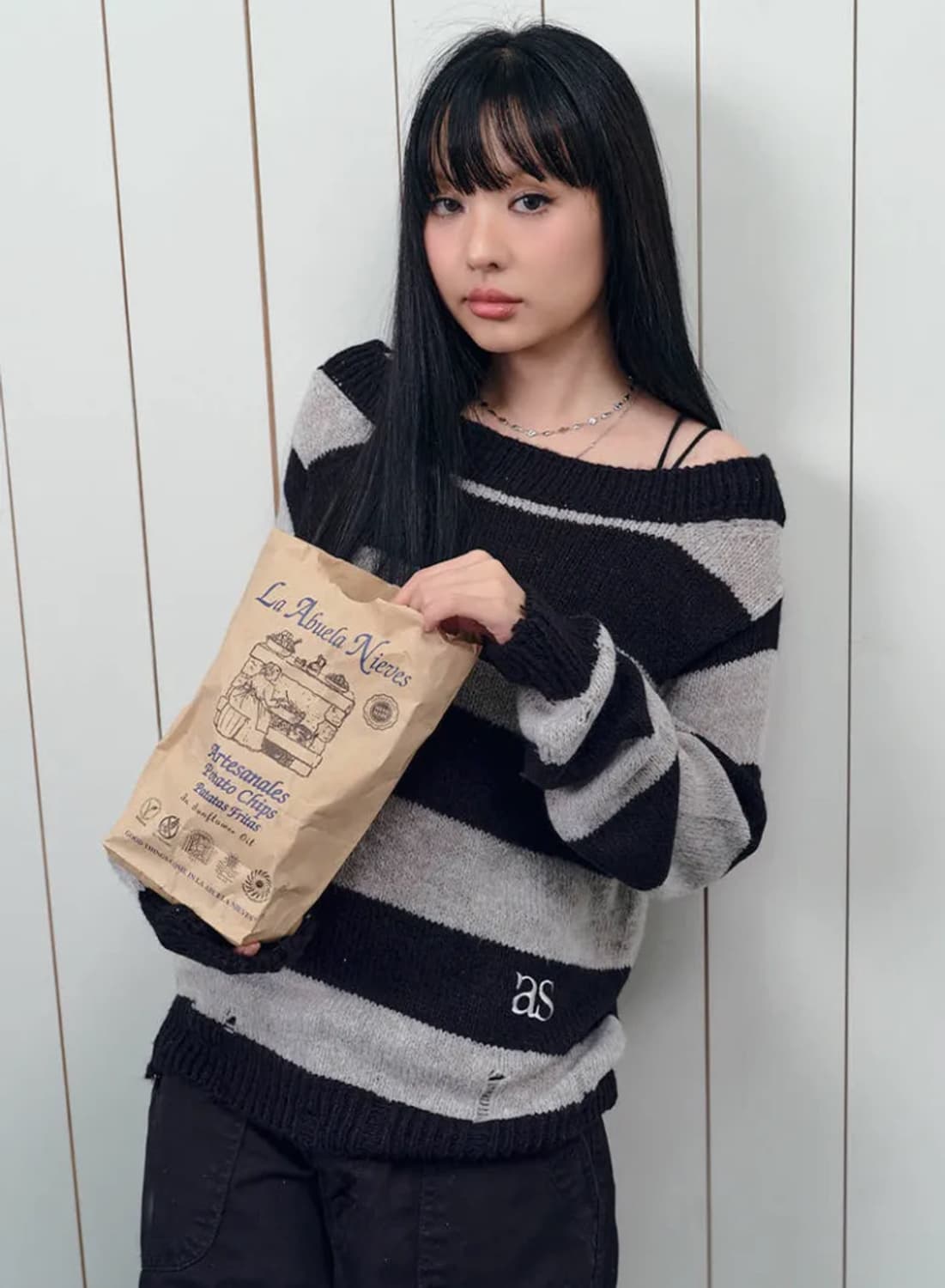 애즈온 ason sori off stripe knit 스트라이프 니트 상품이미지1