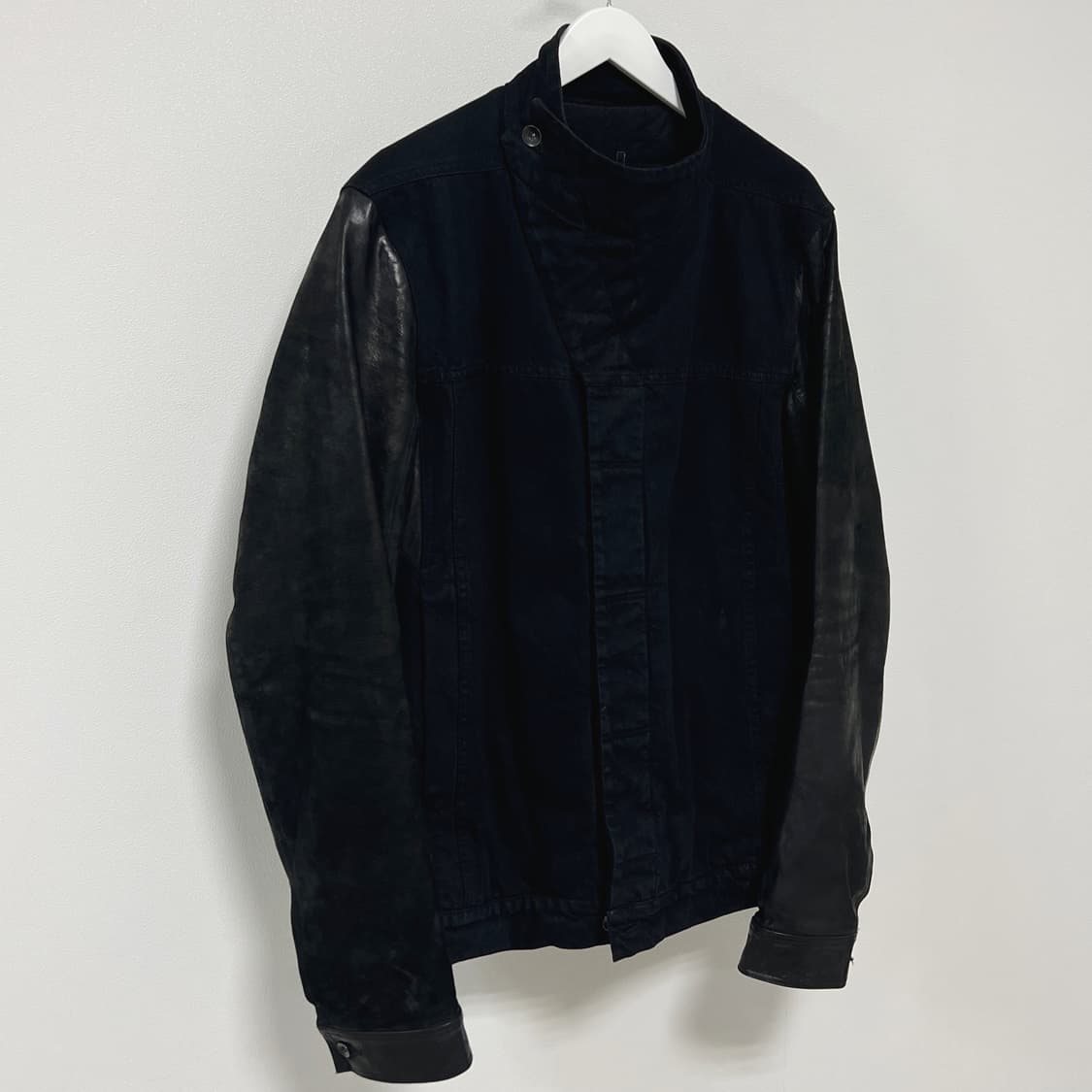 릭오웬스 14FW 다크쉐도우 사선 팔가죽 레더 자켓 상품이미지5