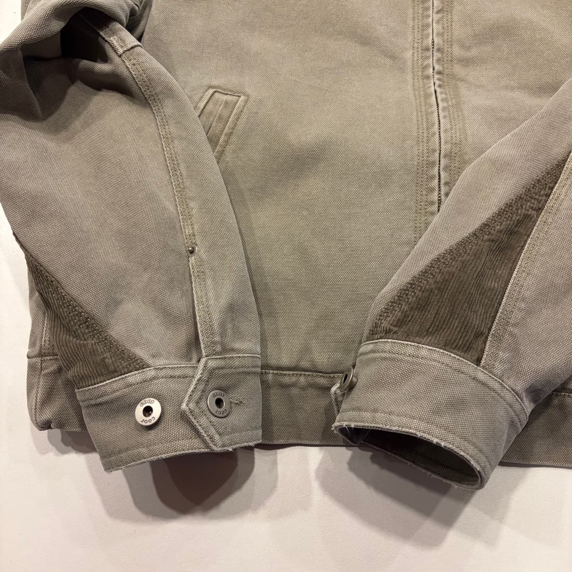 [L] 쿠어 오버다잉 패이티드 코듀로이 카라 데미지 워크 자켓 C395 상품이미지7