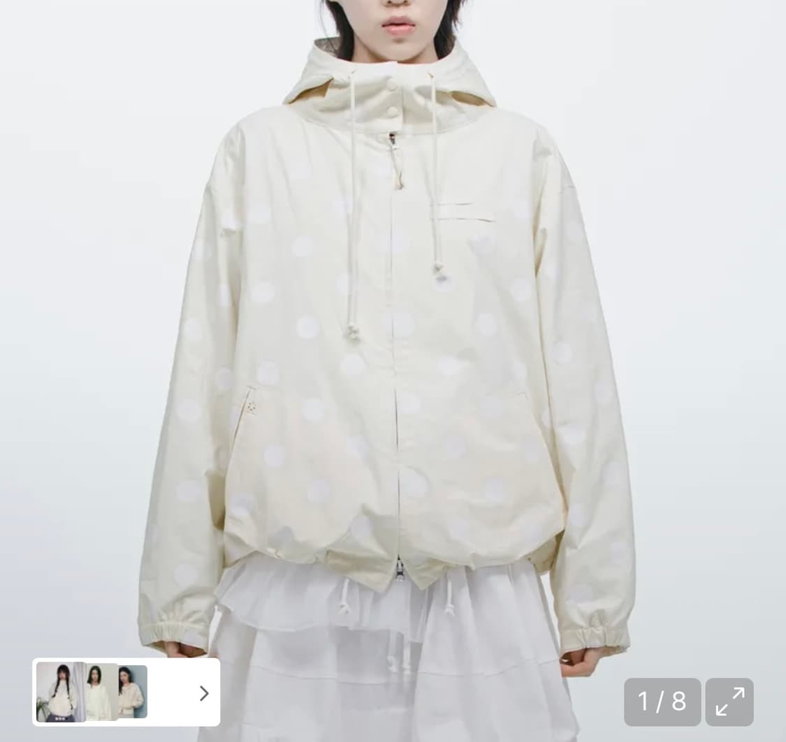 오헤시오 도트 셔츠 후드집업 아이보리 상품이미지2