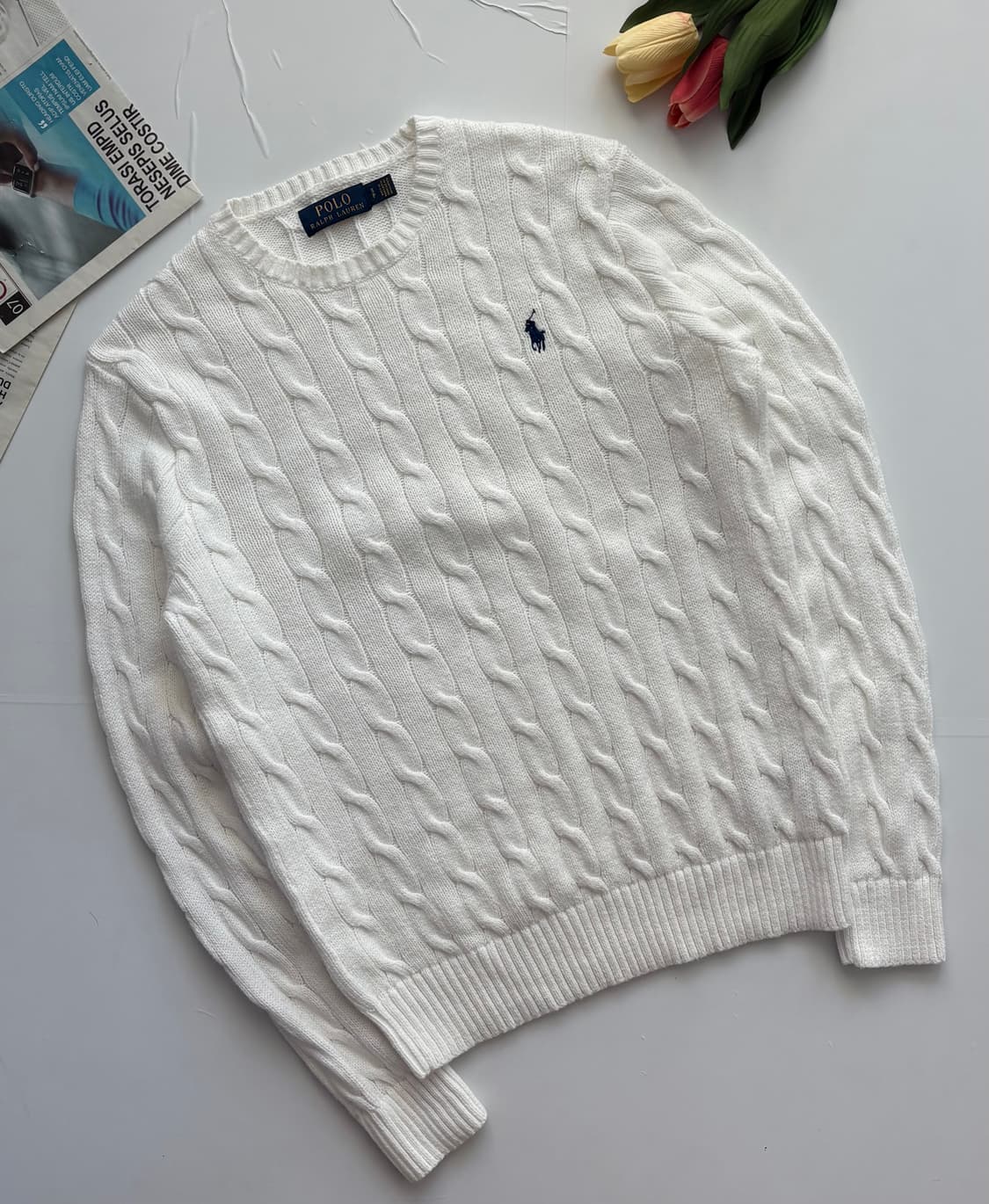 Polo 폴로랄프로렌 화이트 케이블 니트 상품이미지1
