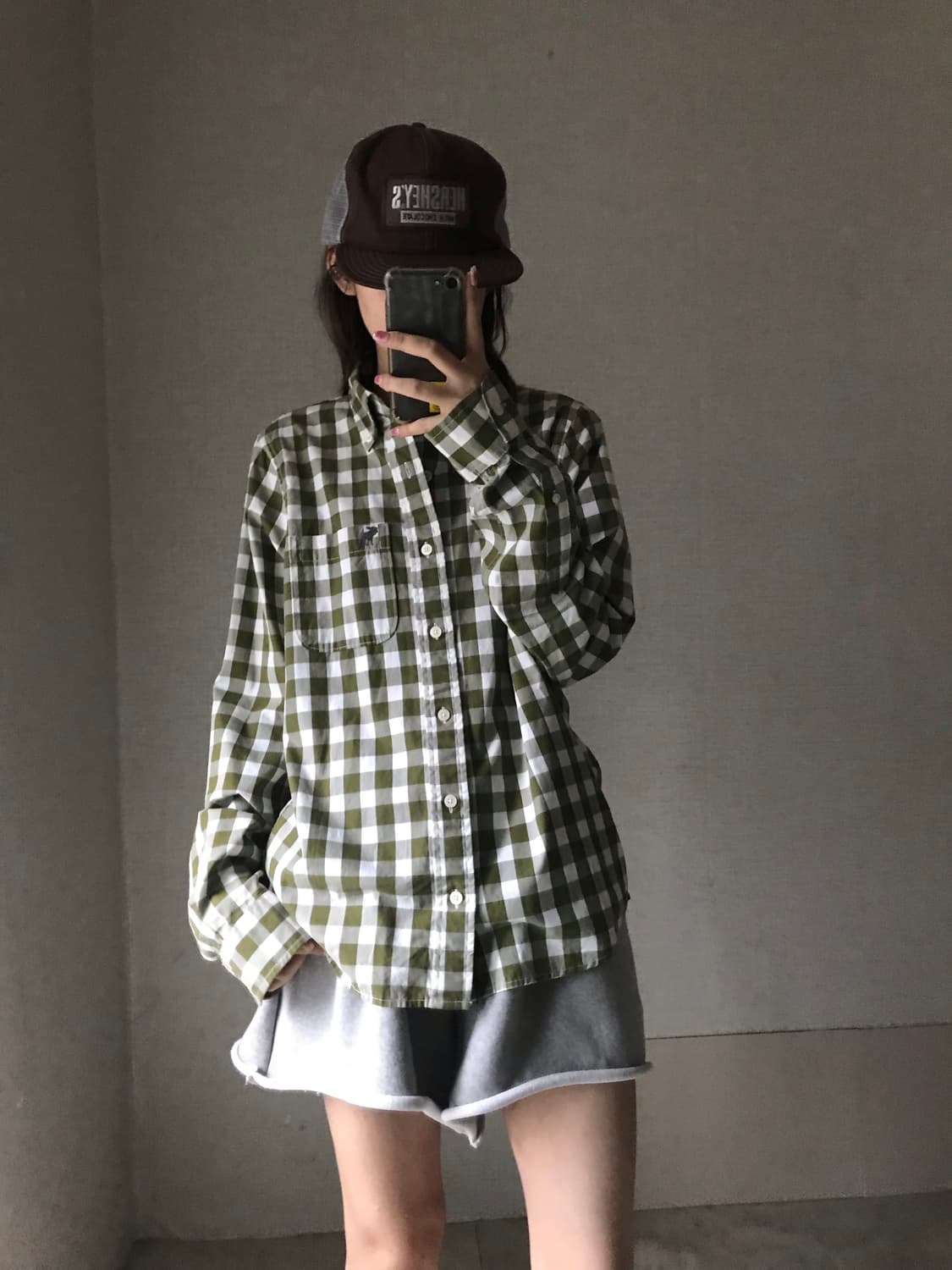 아베크롬비 카키 체크 셔츠 상품이미지1