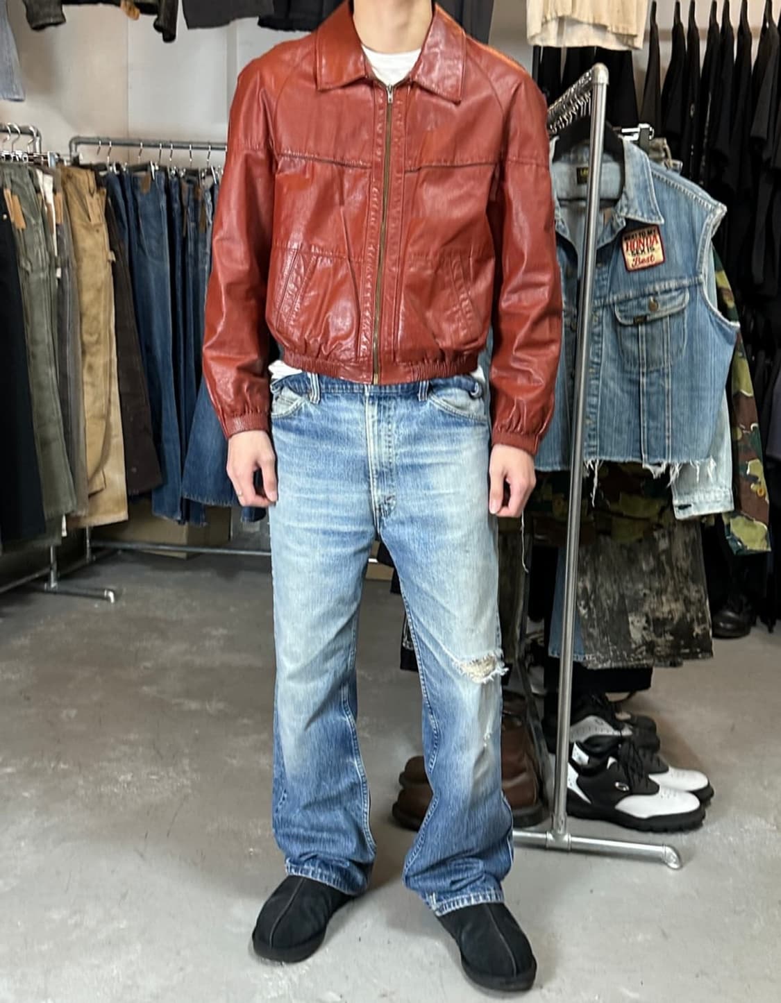 빈티지 버건디 레더블루종 상품이미지3