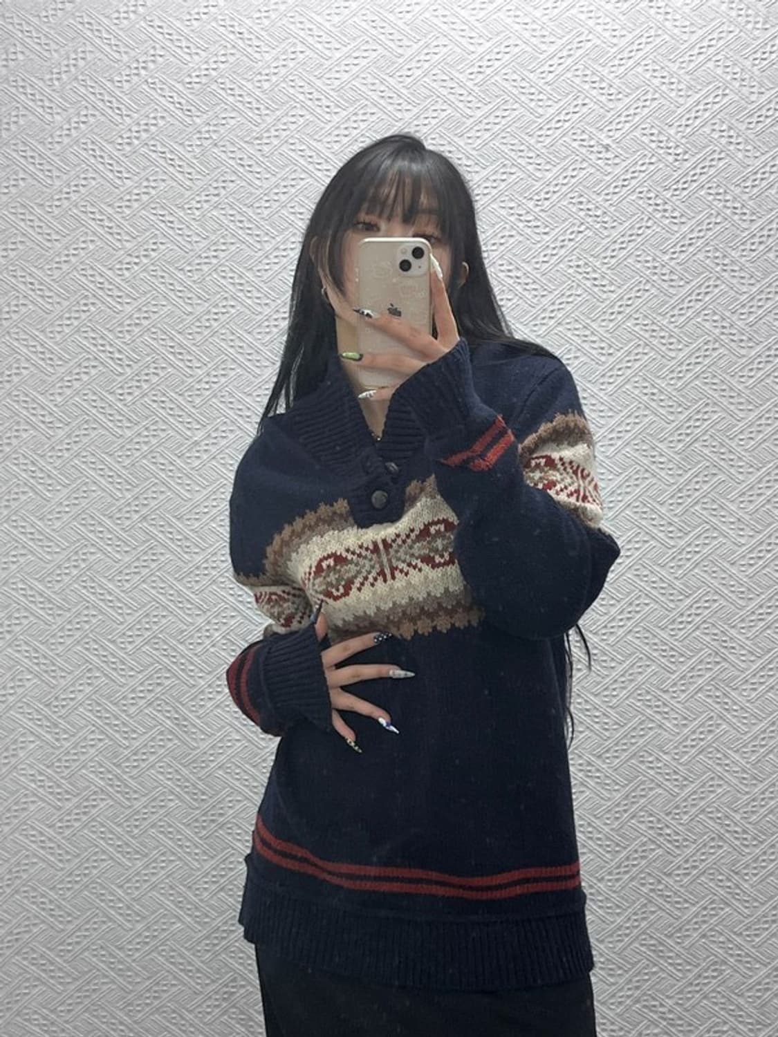 리바이스 노르딕 울 코위찬 홀리데이 숄카라 니트 L C08784 상품이미지2