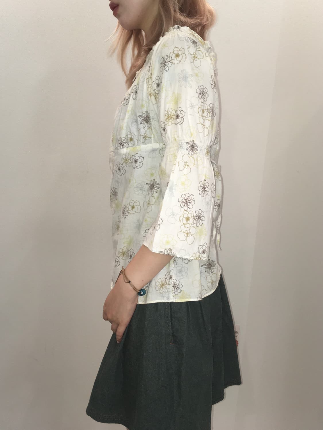 jpn vintage autumn flower off shoulder 상품이미지5