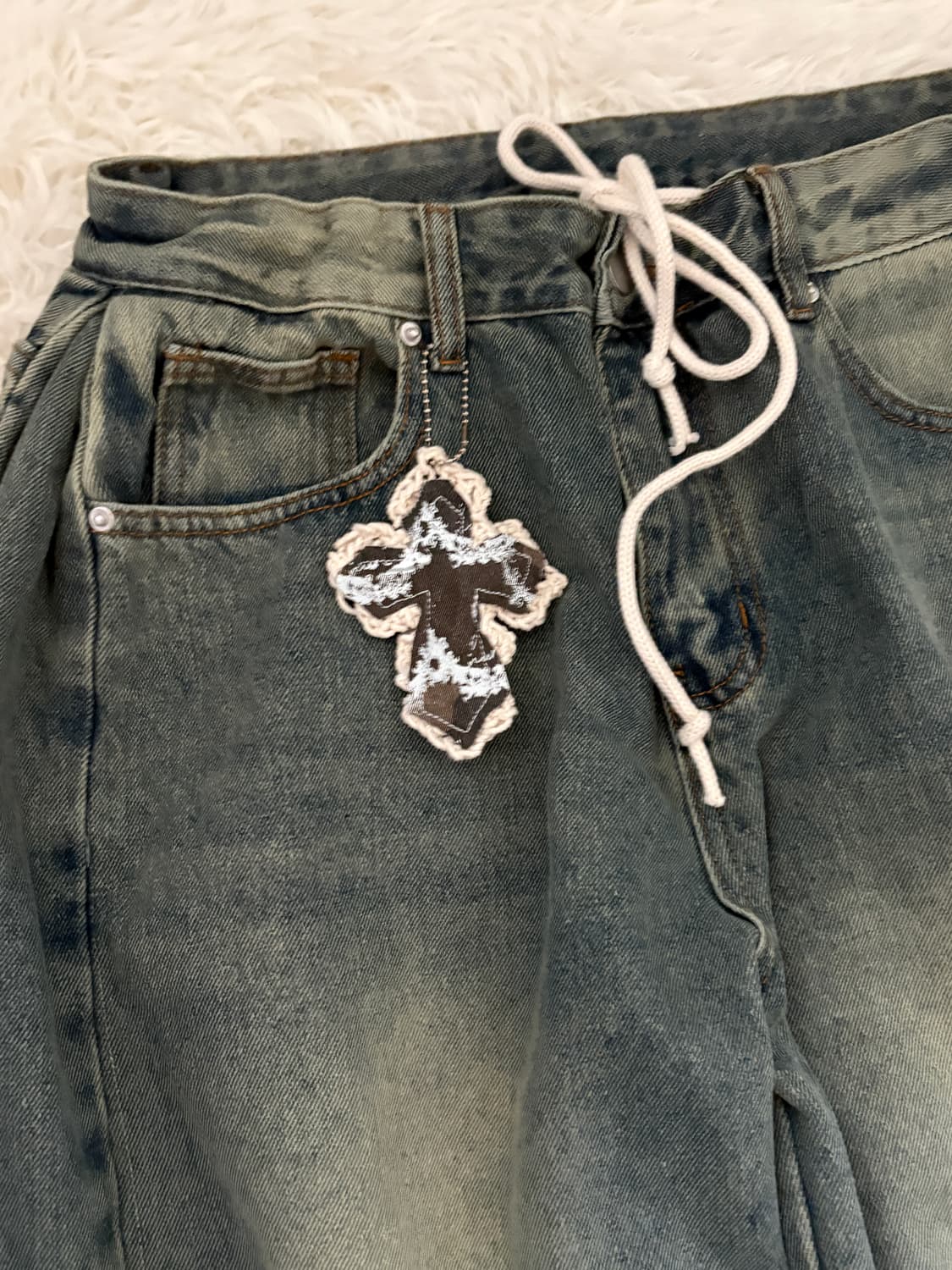 • hurtmade denim cross patch wide denim  상품이미지4