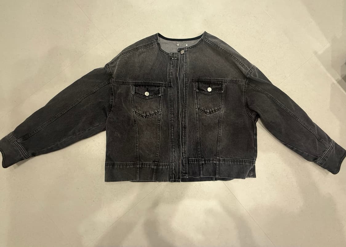 트리밍버드 원버튼 데님 셋업 자켓 흑청(구버전) 상품이미지6