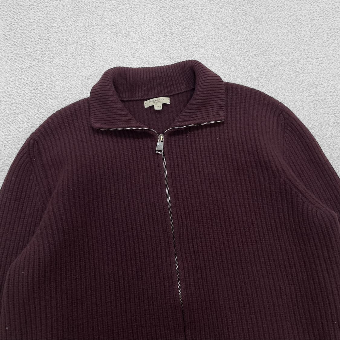 버버리 Burberry 엘보 패치 울 니트 집업 버건디 상품이미지3