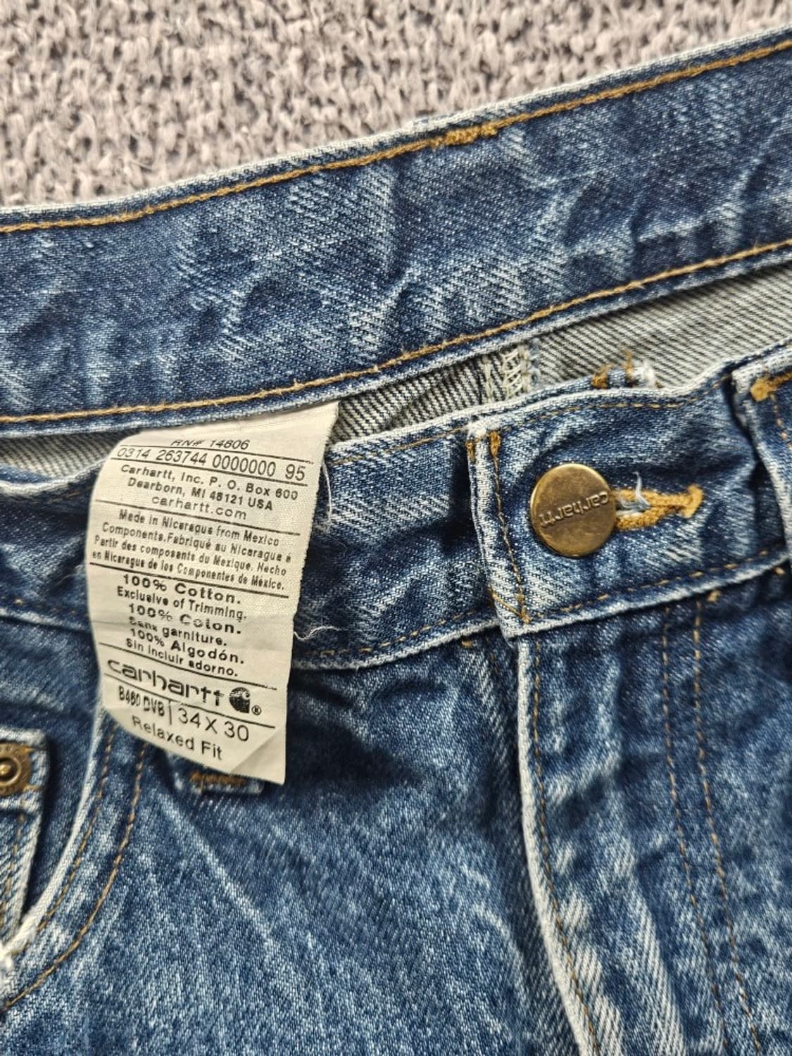 칼하트 워싱 데님 워크 팬츠 ( 34X30 ) / 11335 상품이미지7
