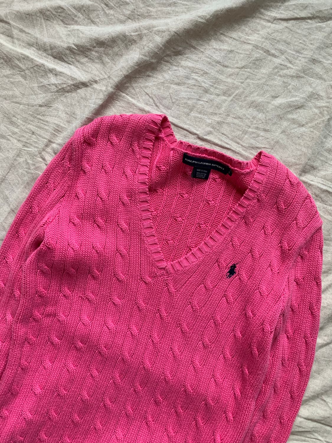 폴로 랄프로렌 포니로고 케이블 브이넥 니트 핑크 상품이미지6