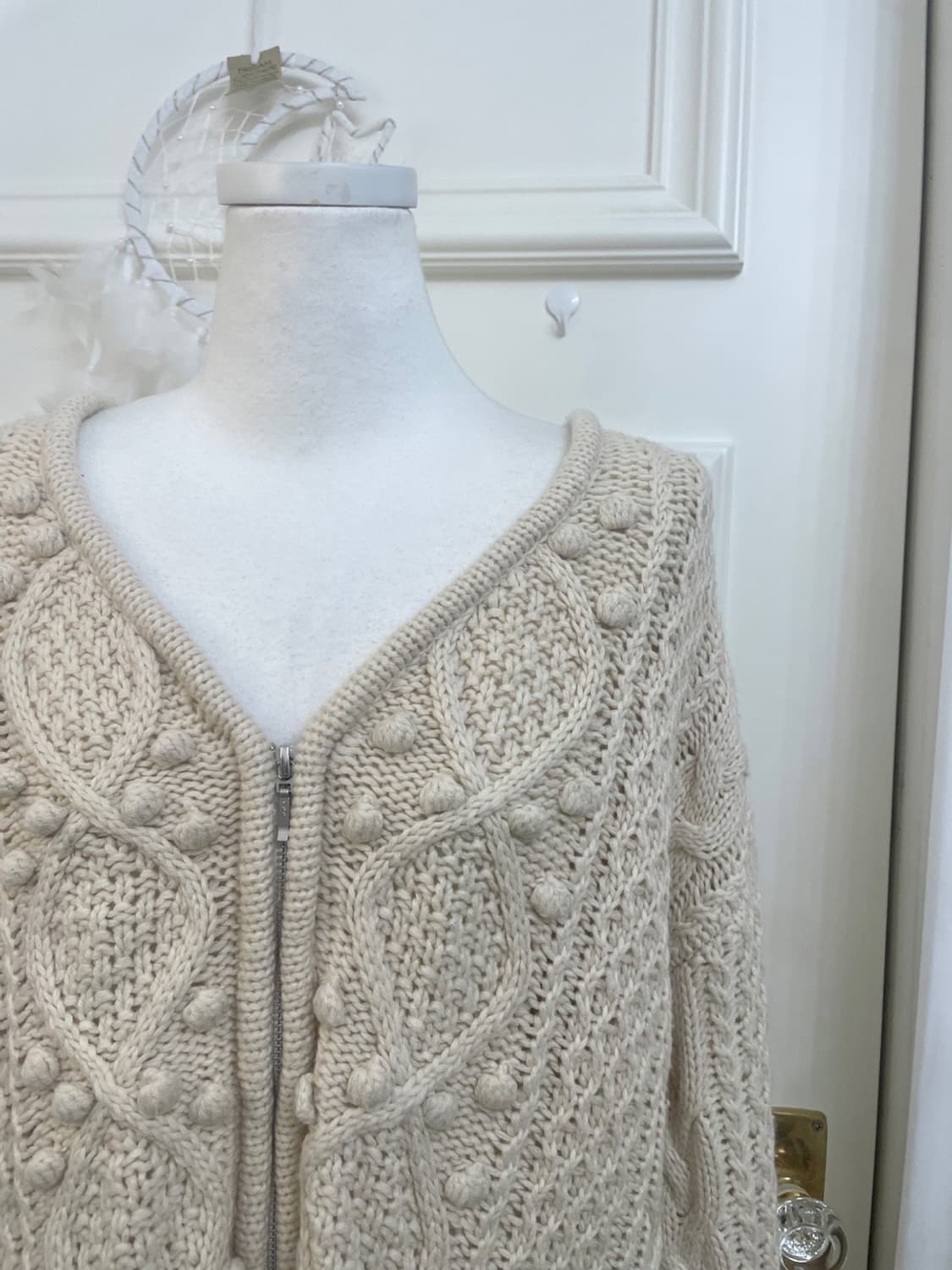 ivory twist pongpong point cute zip-up 상품이미지6