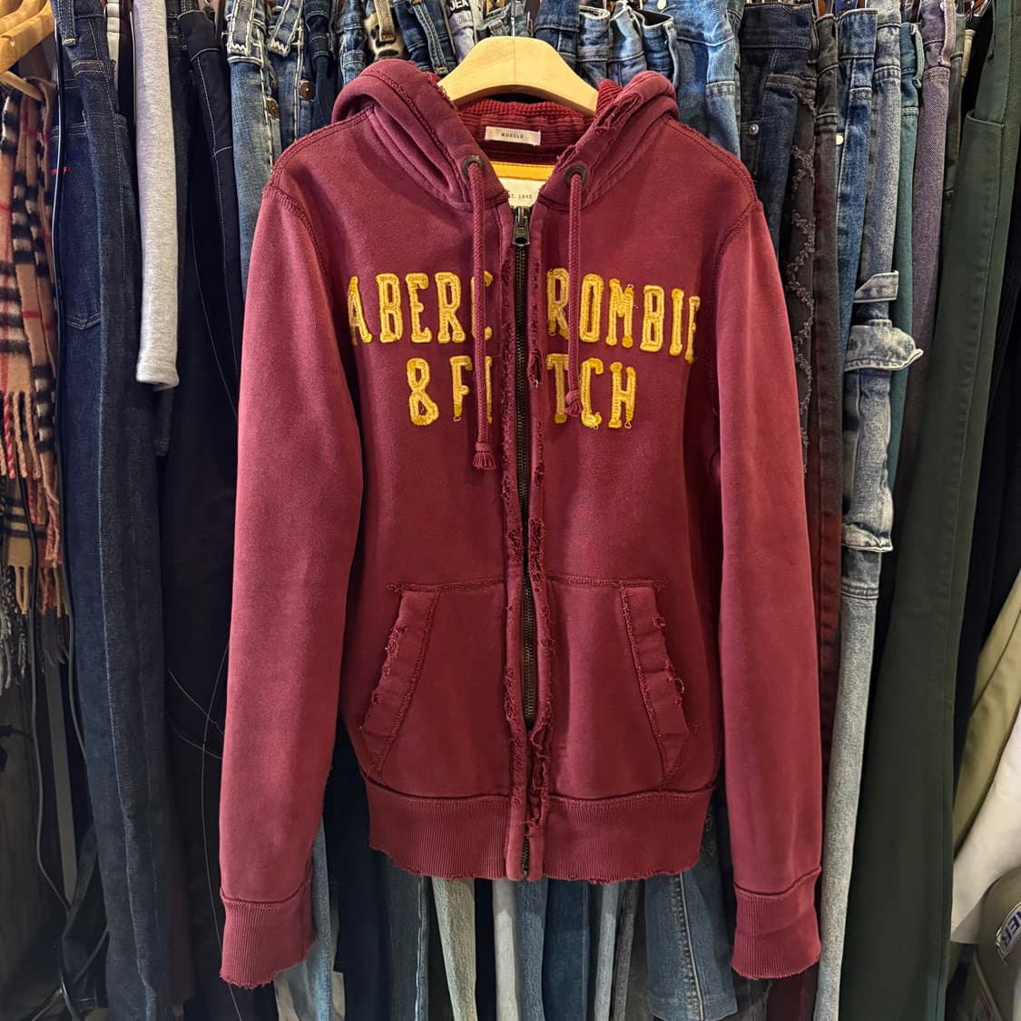 아베크롬비 버건디 후드집업 상품이미지2