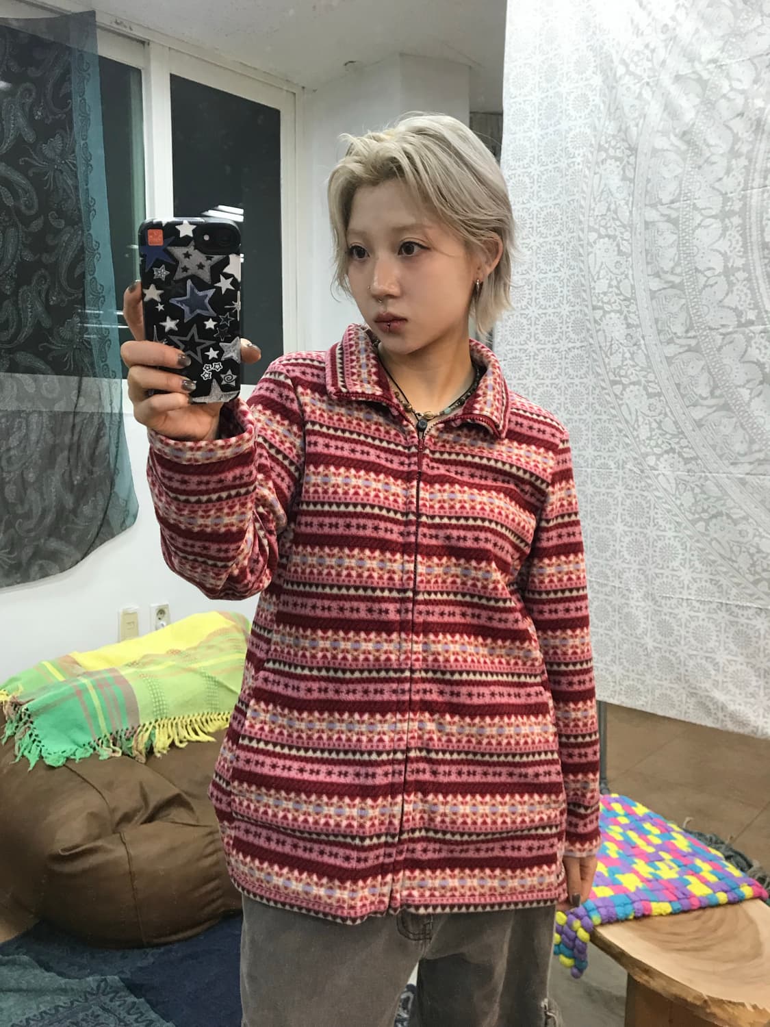 유니클로 핑크 에스닉 후리스  상품이미지1