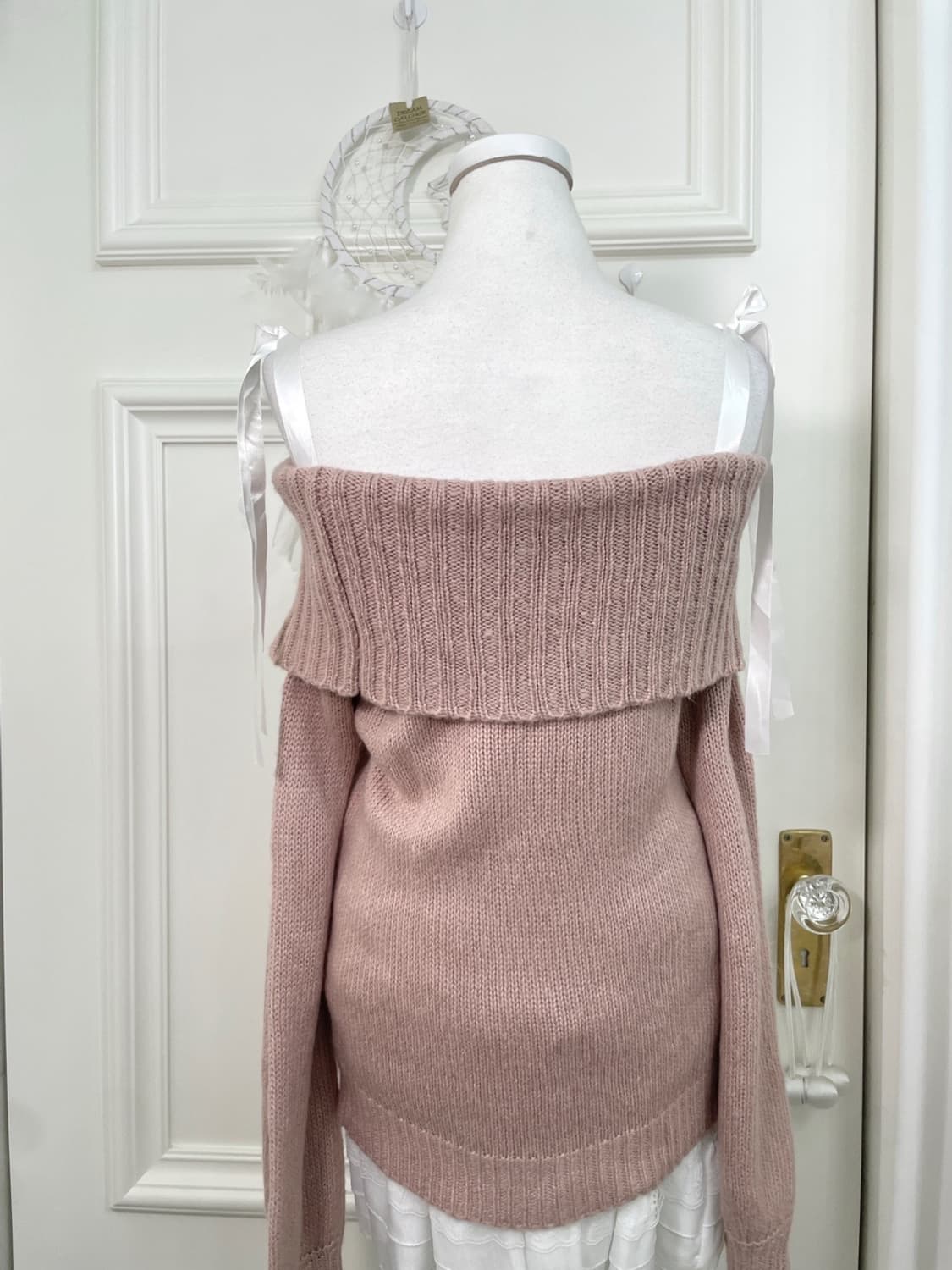 ANK ROUGE indi pink bow off-shoulder swe 상품이미지4