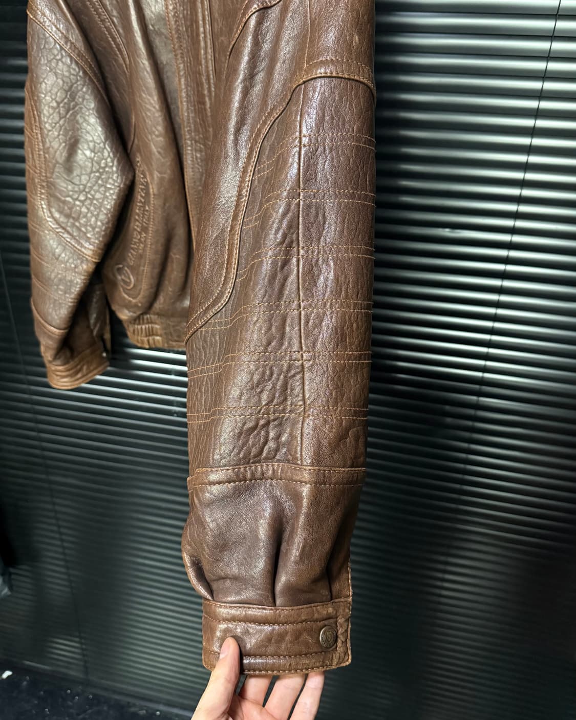 지아노 발렌타인 브라운 갈색 양가죽 가죽 레더 점퍼 이태리 봄버 블루종 상품이미지5