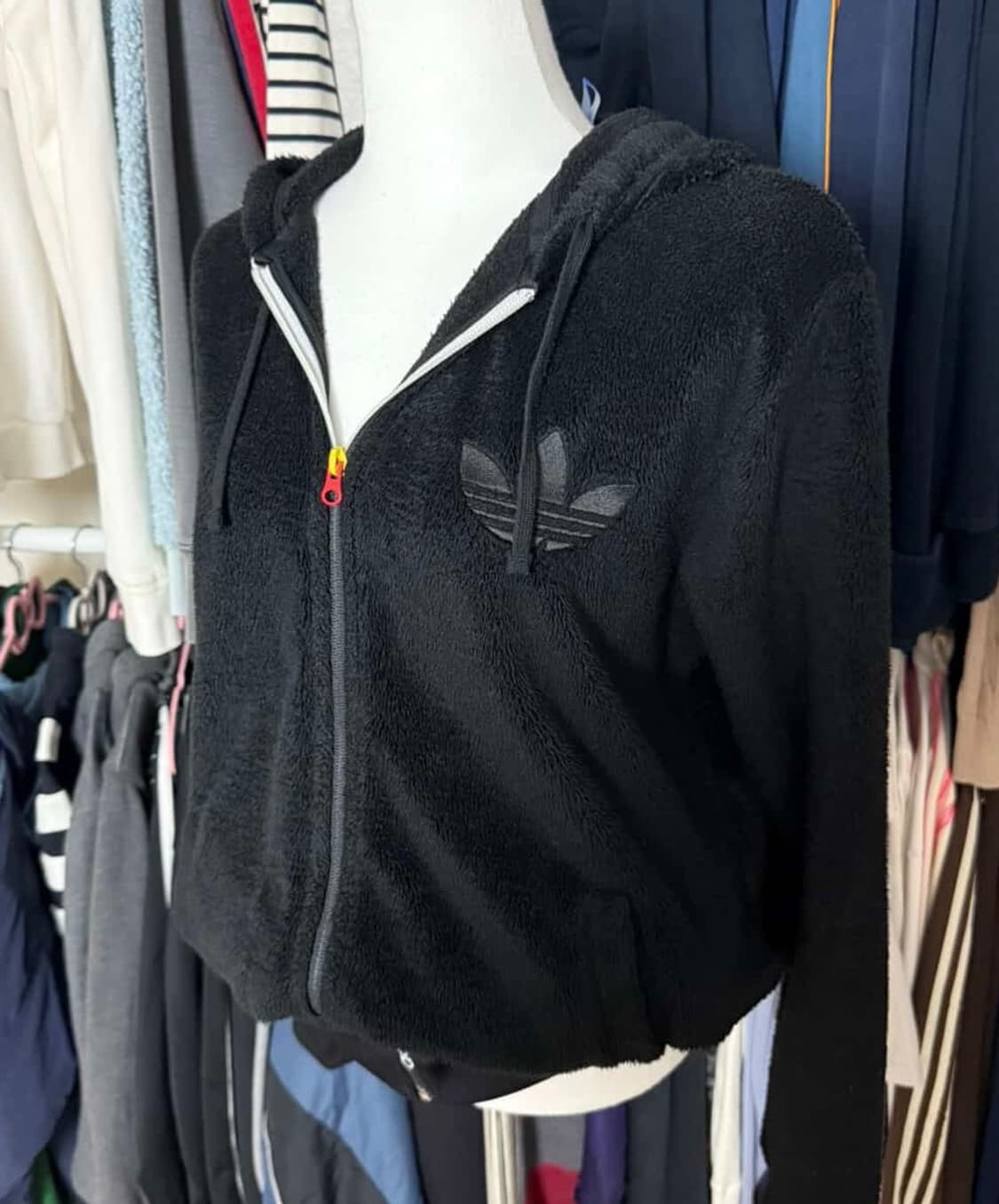 아디다스 아디 빅로고 블랙 카모 털 후리스 플리스 후드집업 후집 상품이미지1