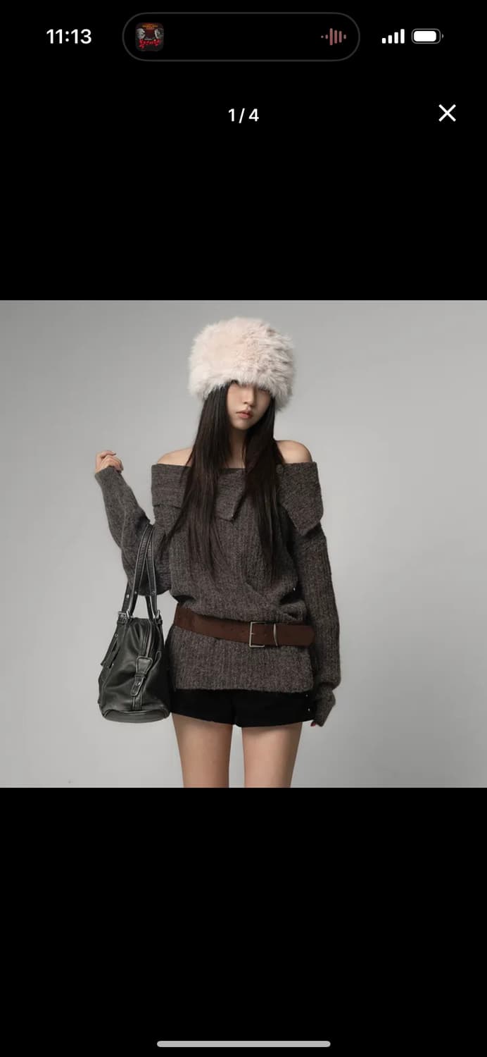 빈티지 오프숄더 울 니트 새상품 상품이미지1