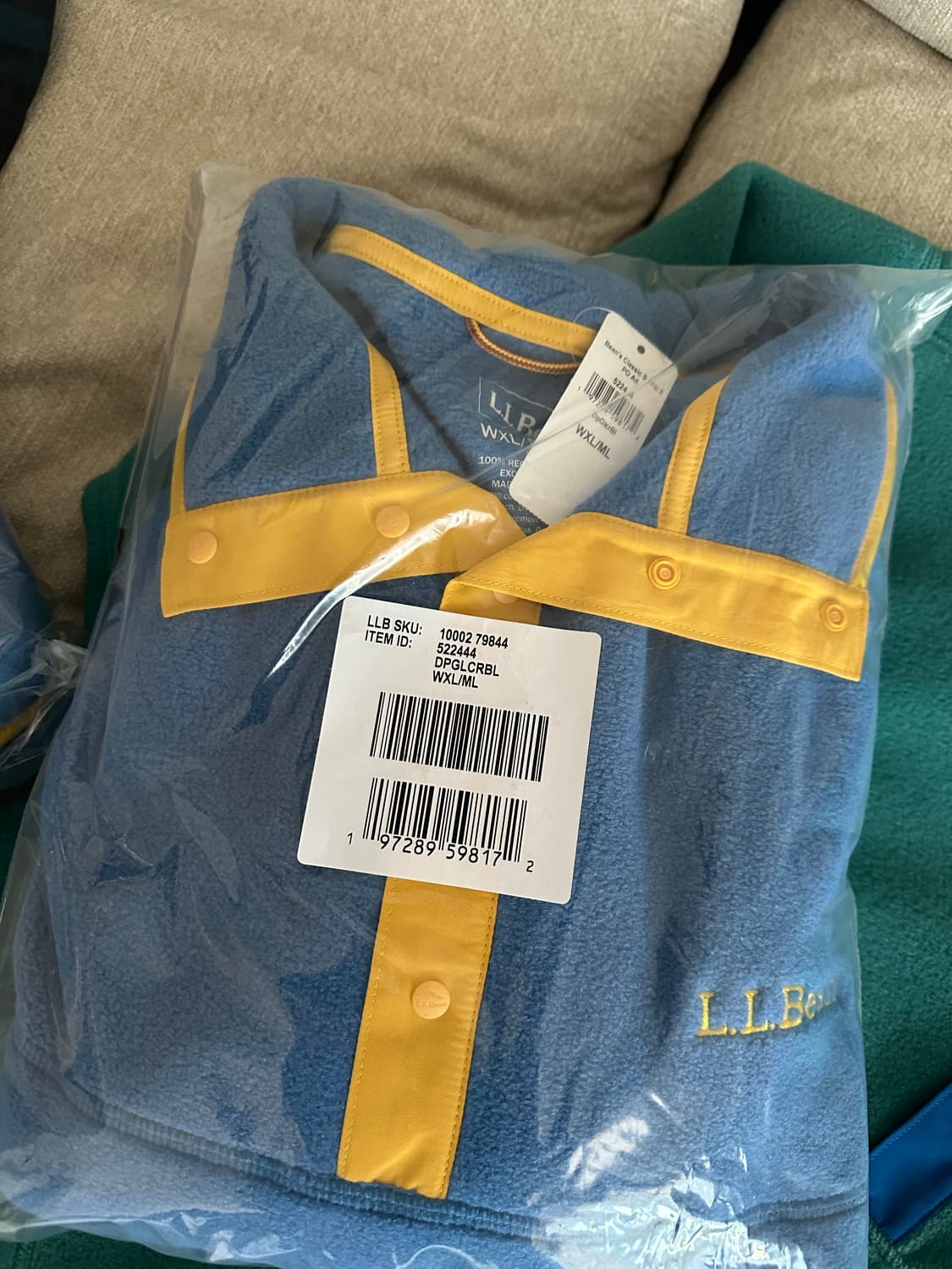 LL bean 엘엘빈 플리스 후리스 풀오버 블루 L사이즈 새상품 상품이미지3