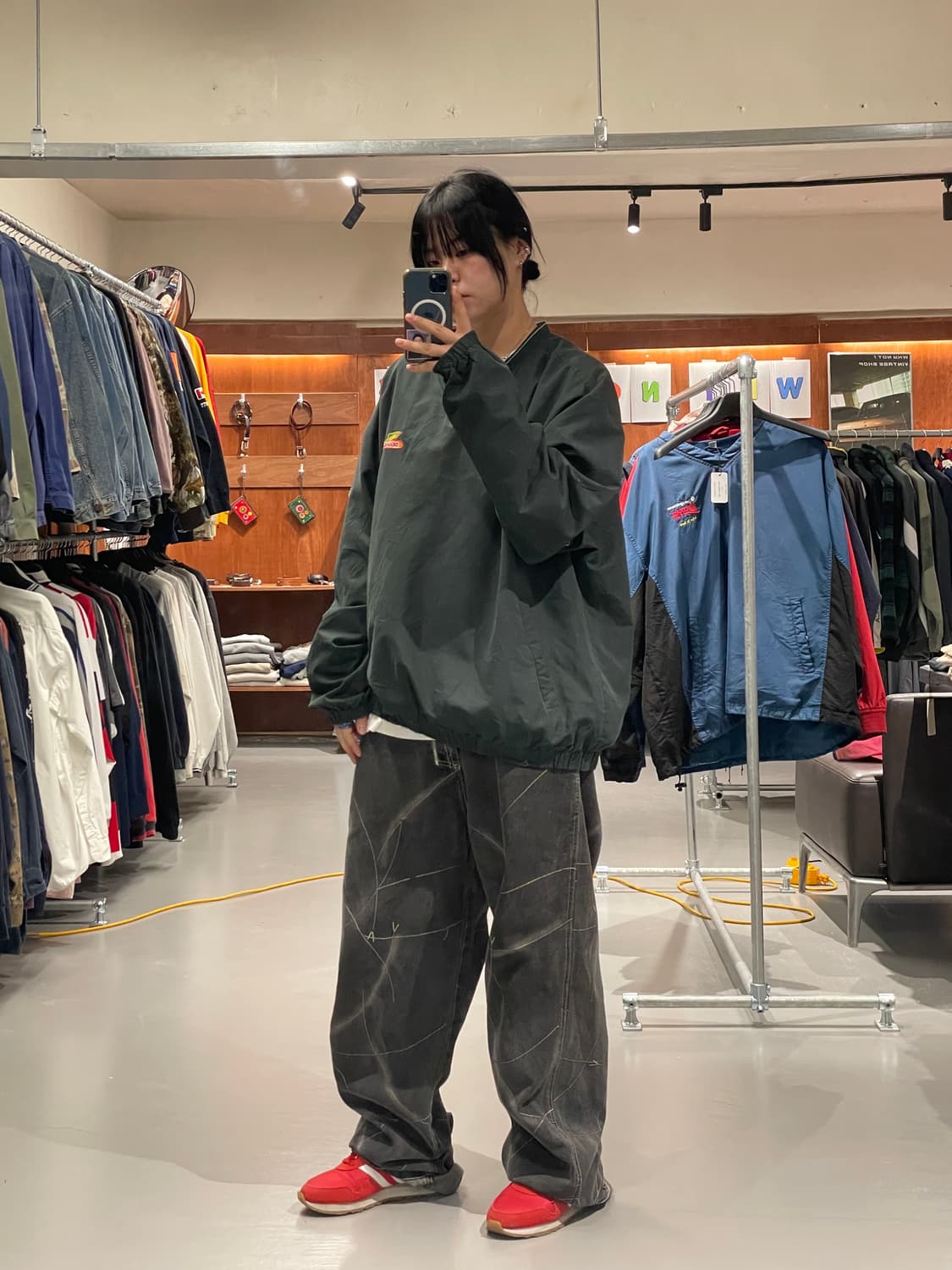 빈티지 바람막이 웜업(다크그린)   상품이미지5