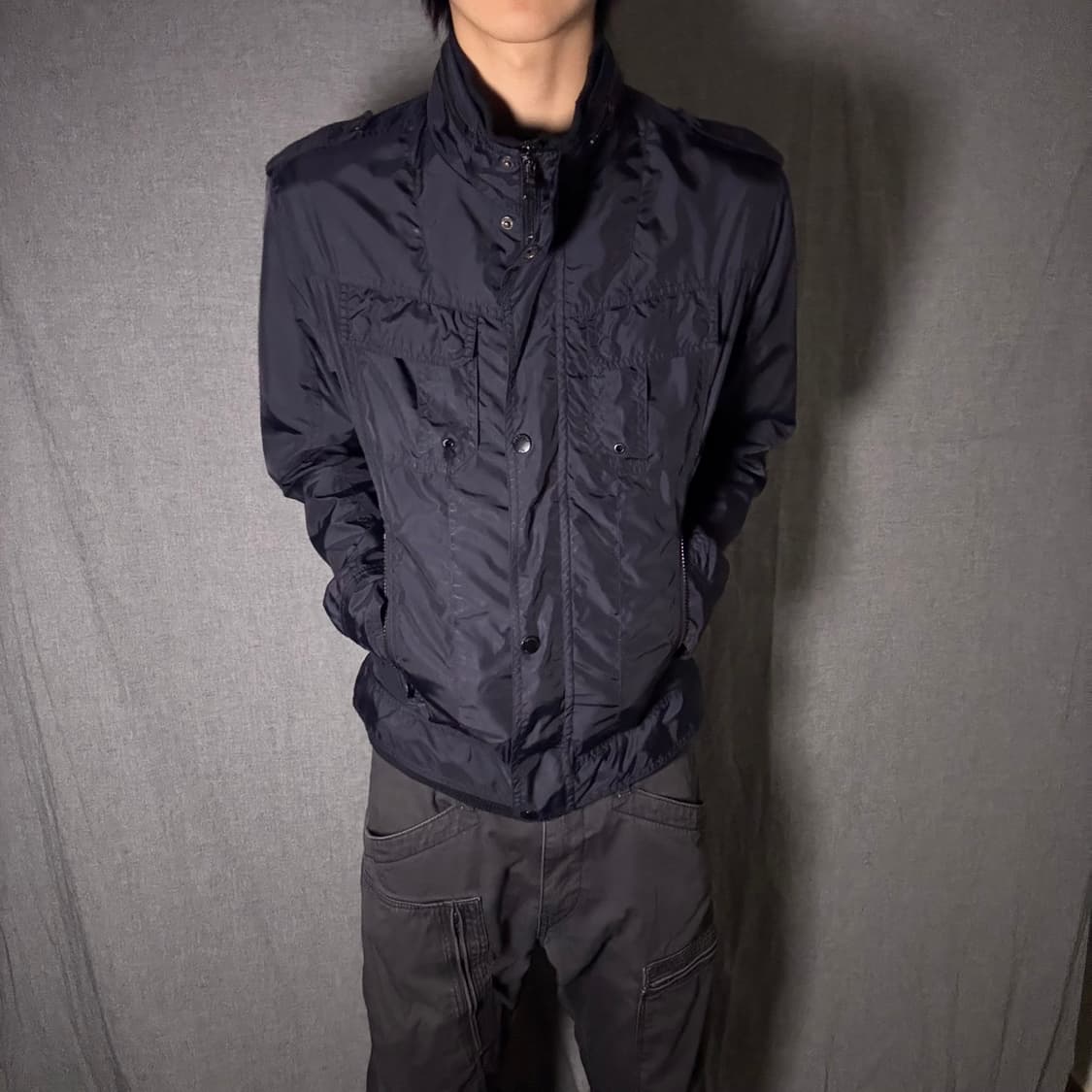 y2k 포켓 바람막이 자켓 네이비 상품이미지3