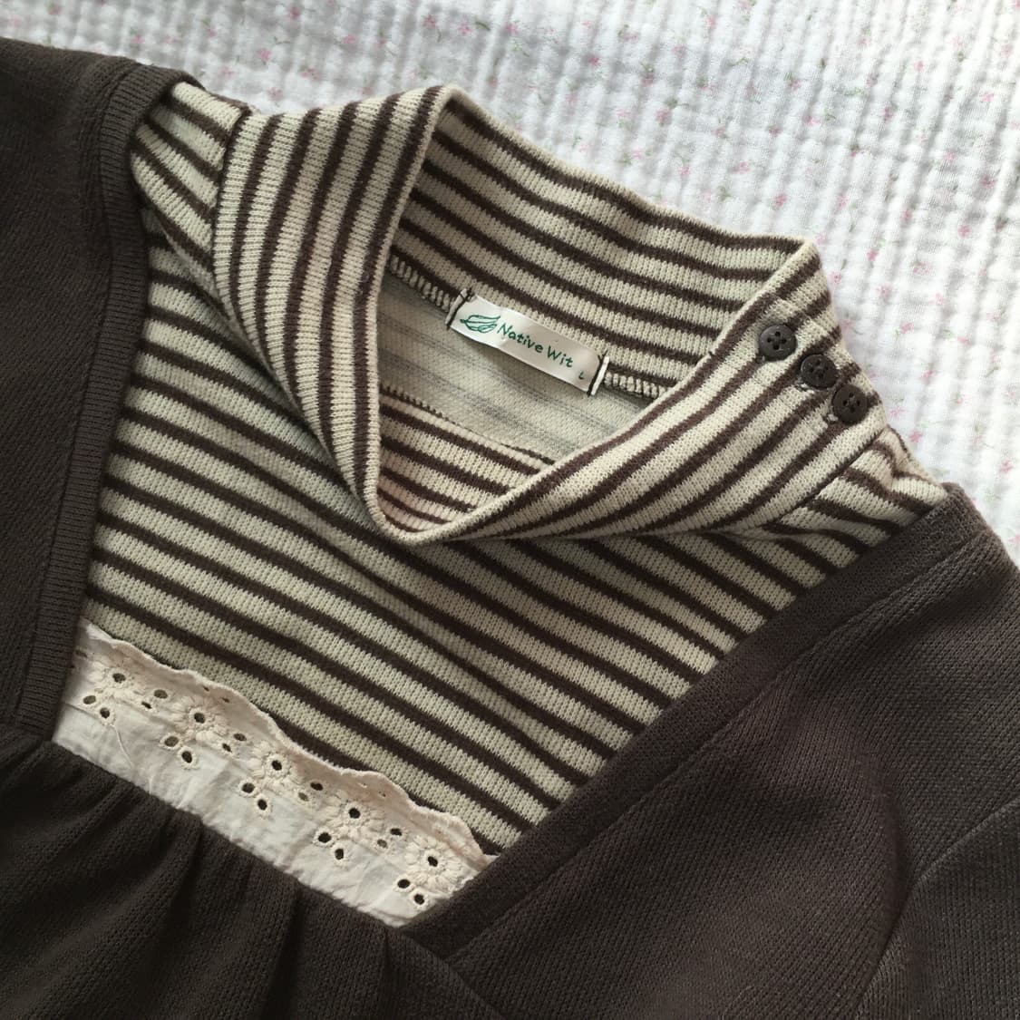 JPN/ 브라운 스트라이프 이너 레이어드티셔츠 모리걸레이어드이너 상품이미지6