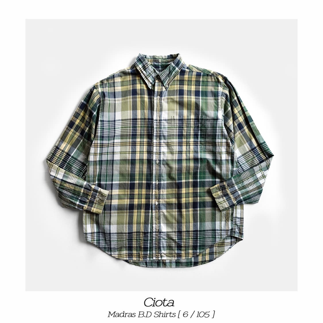 시오타 마드라스 체크 셔츠 6(105)사이즈 Ciota 상품이미지1